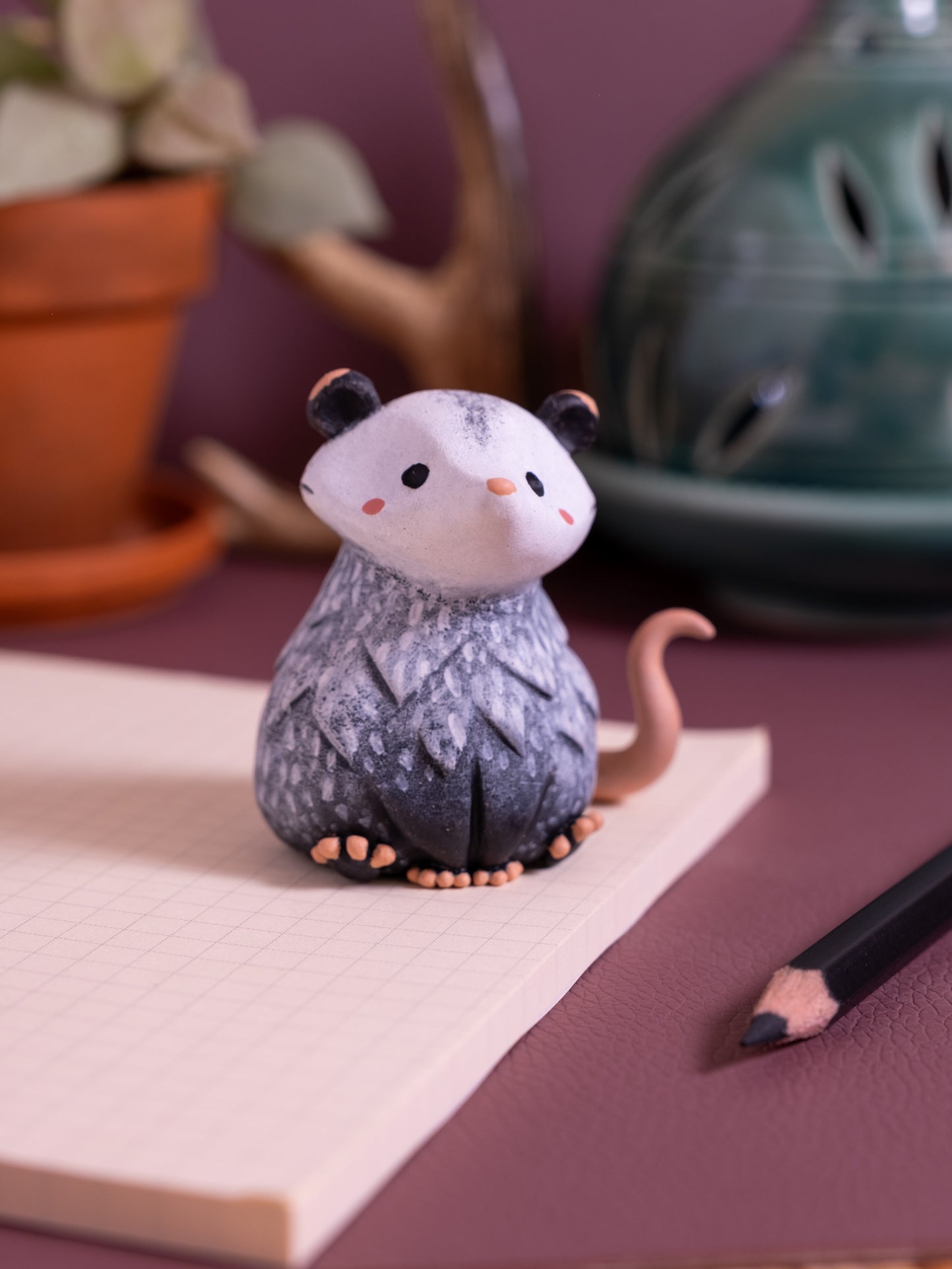 Opossum Figurine in Polymer Clay
