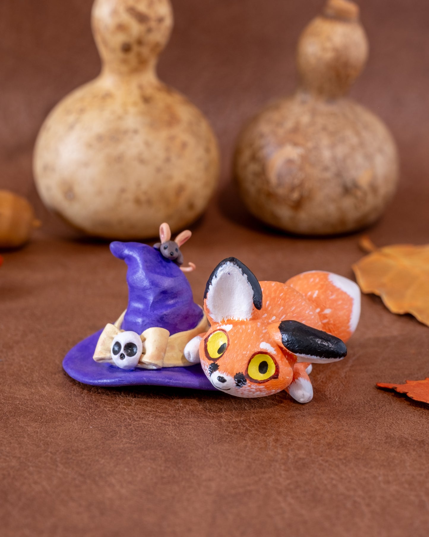 Witch Fox Figurine in Polymer Clay