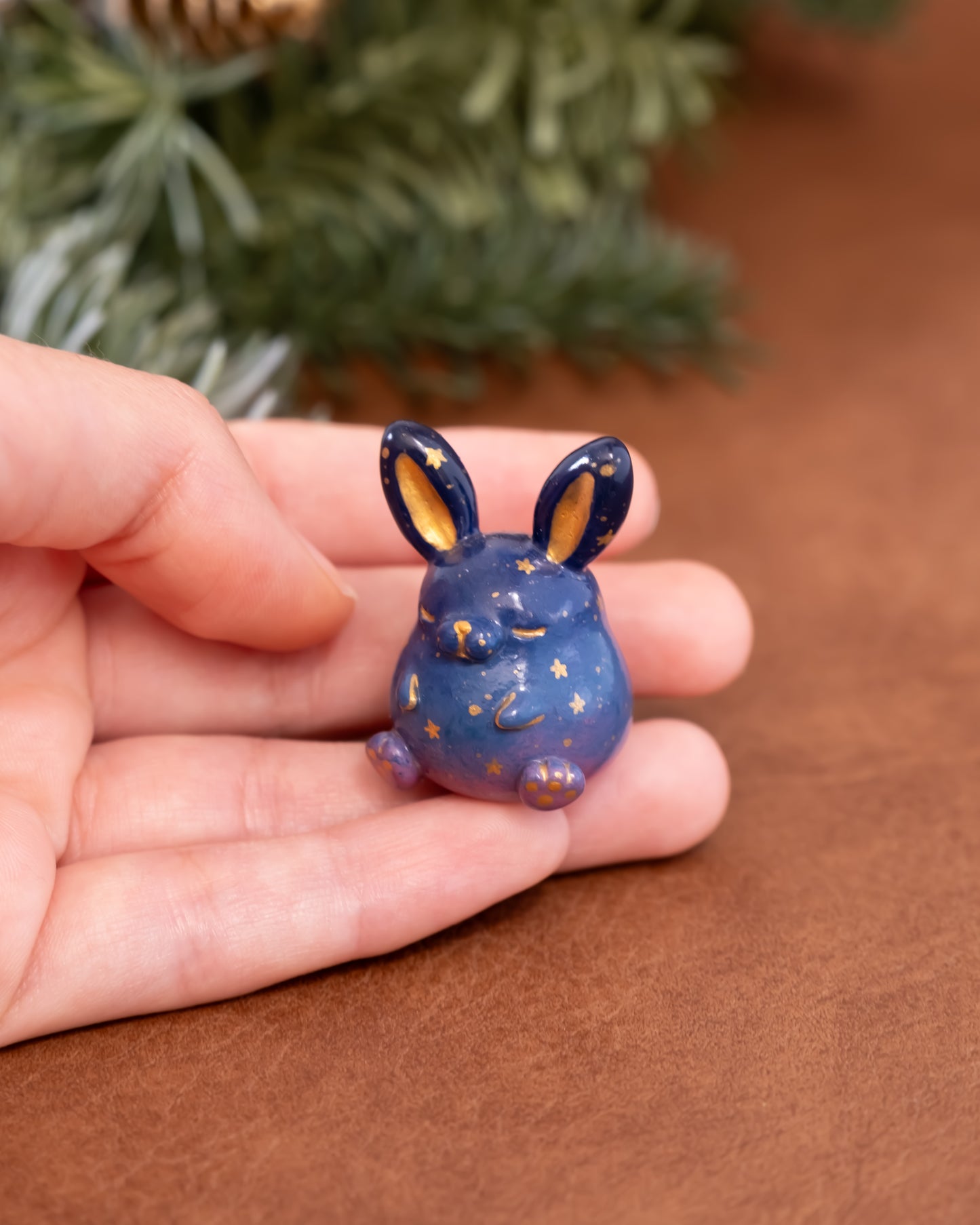 Galaxy Bunny Figurine in Polymer Clay