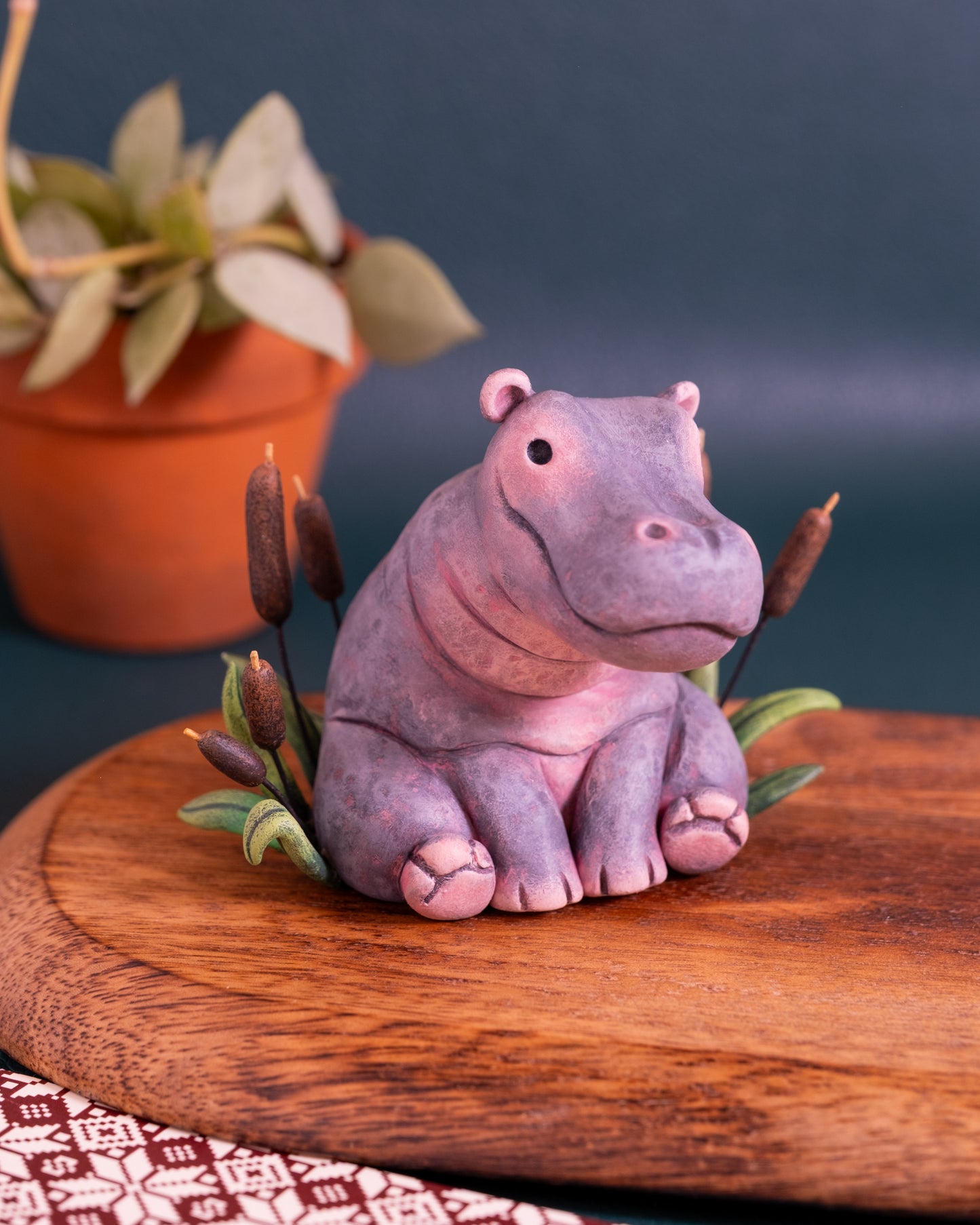 Hippopotamus Figurine in Polymer Clay