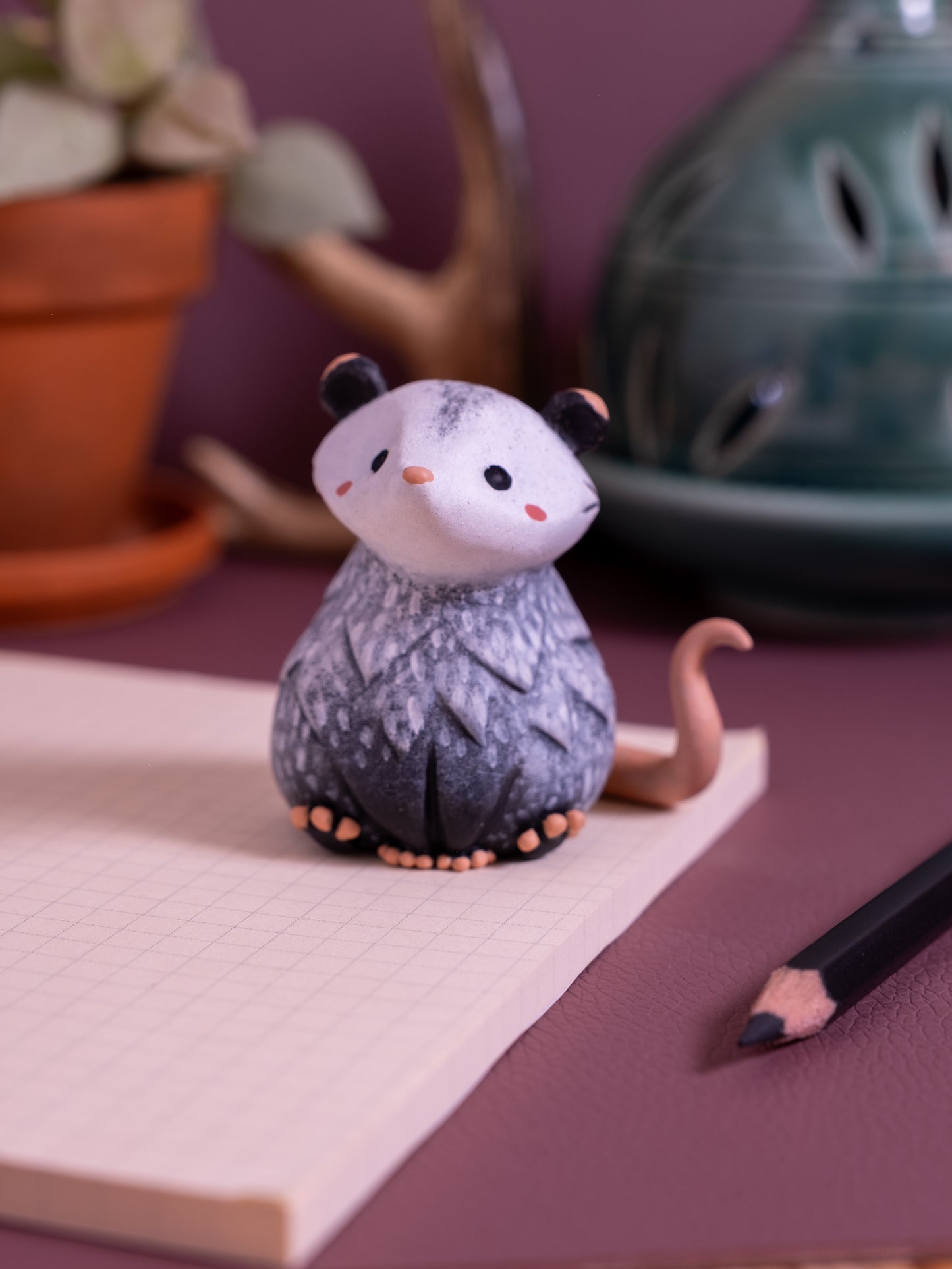 Opossum Figurine in Polymer Clay
