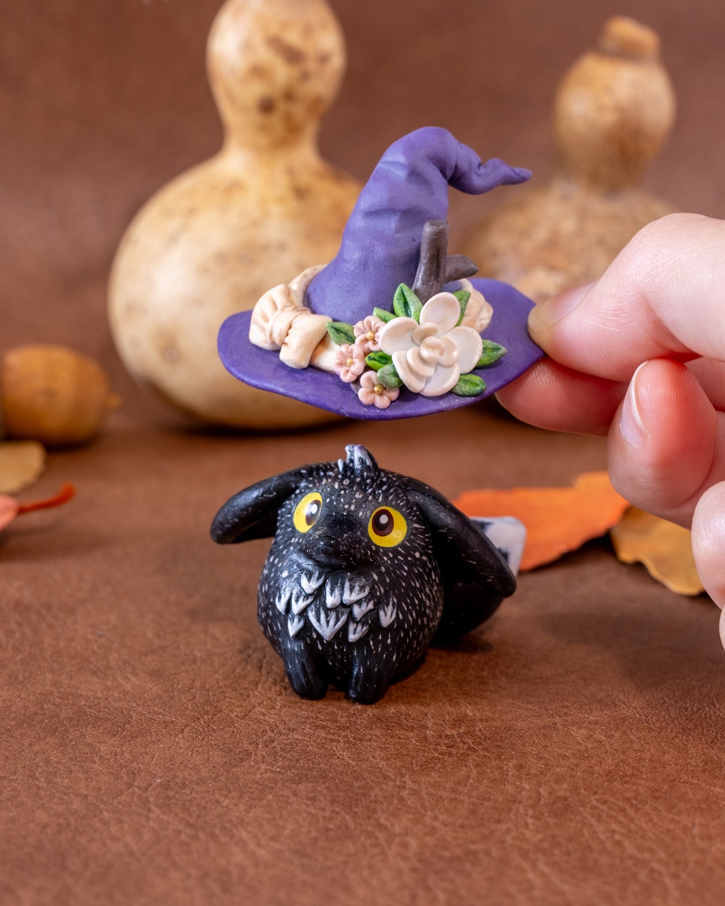 Witch Silver Fox Figurine in Polymer Clay