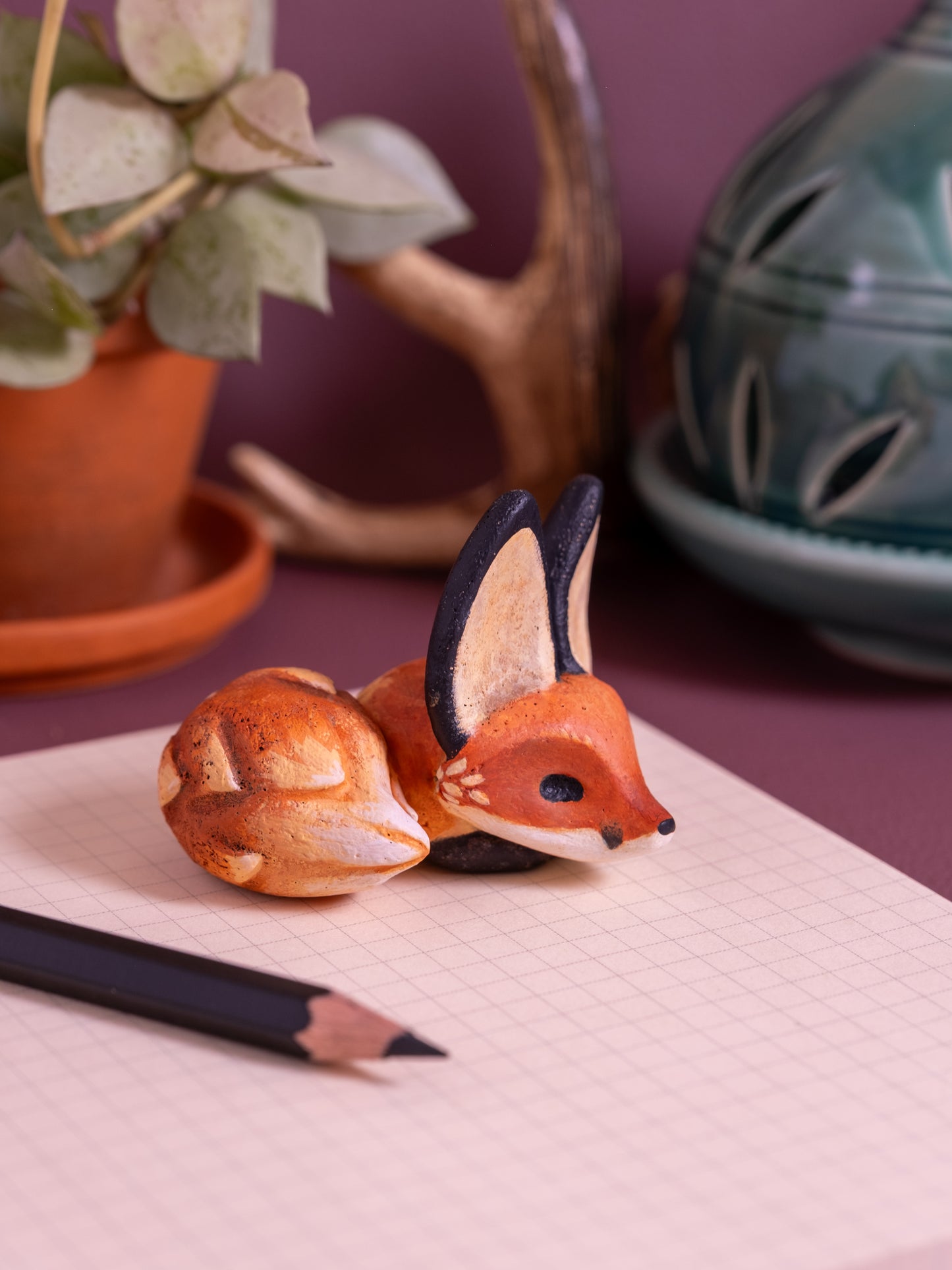 Red Fox Figurine in Polymer Clay