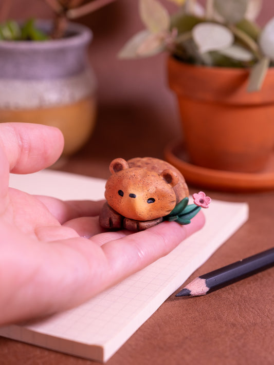 Brown Bear Figurine in Polymer Clay