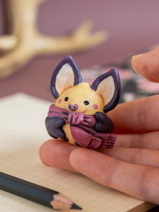 Bat With Scarf Figurine in Polymer Clay