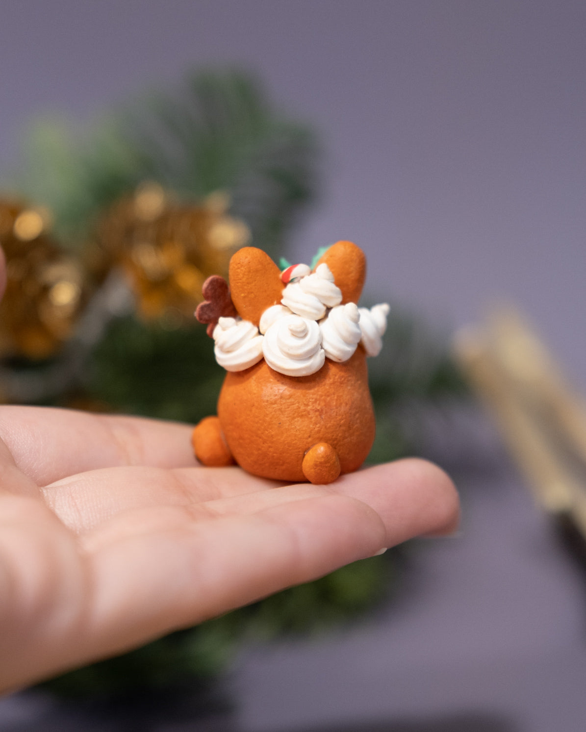 Gingebread Bunny Figurine in Polymer Clay