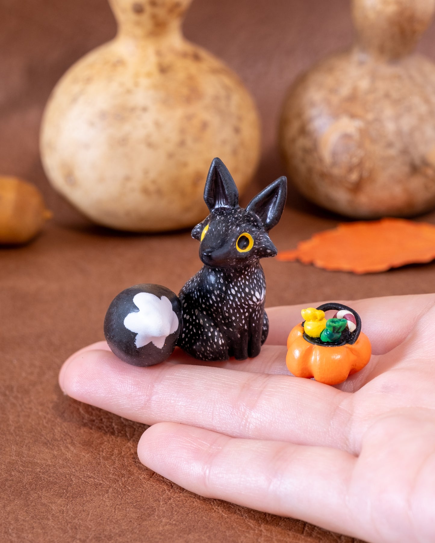 Ghost Fox Figurine in Polymer Clay