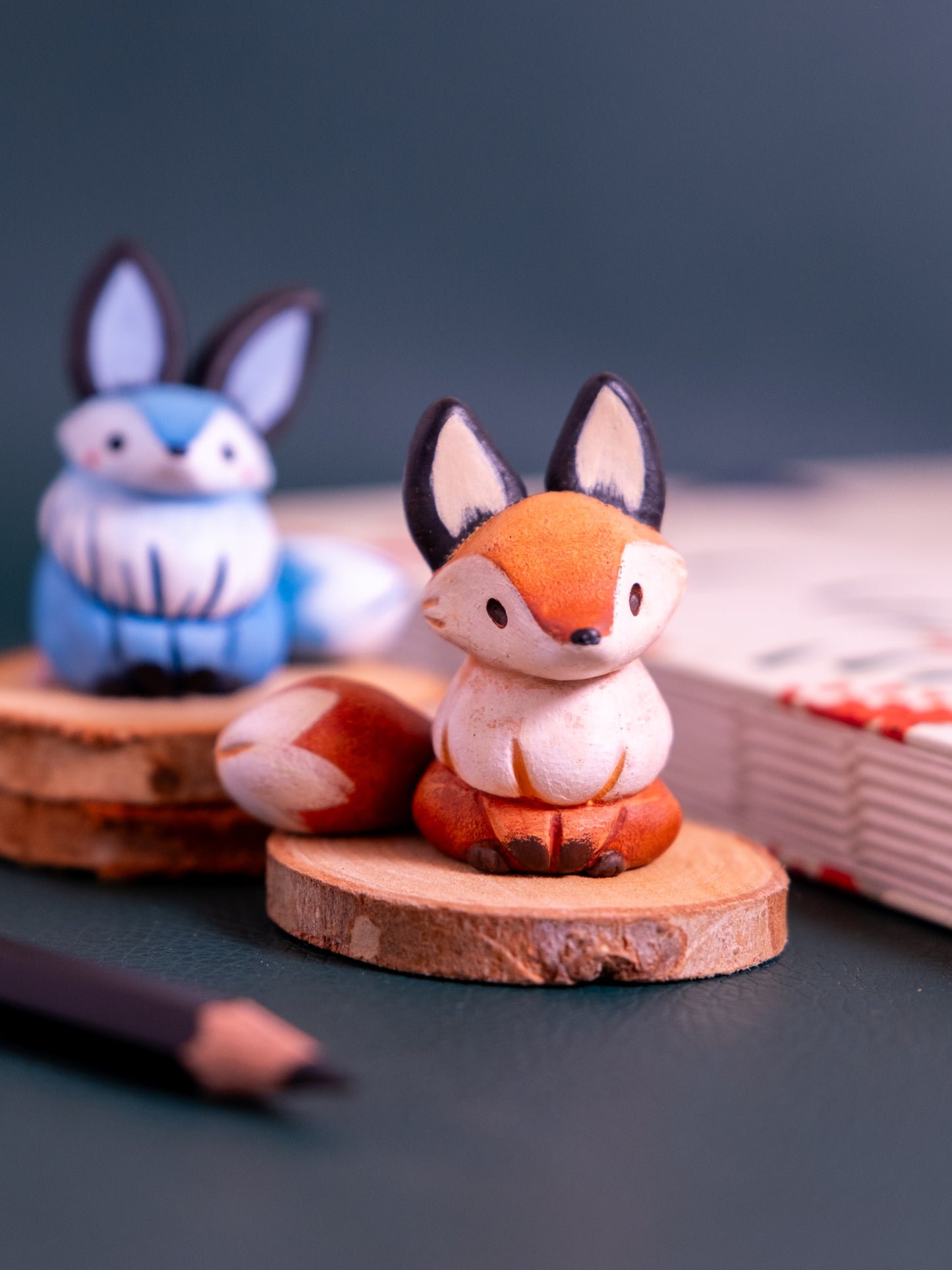 Orange Fox Figurine in Polymer Clay