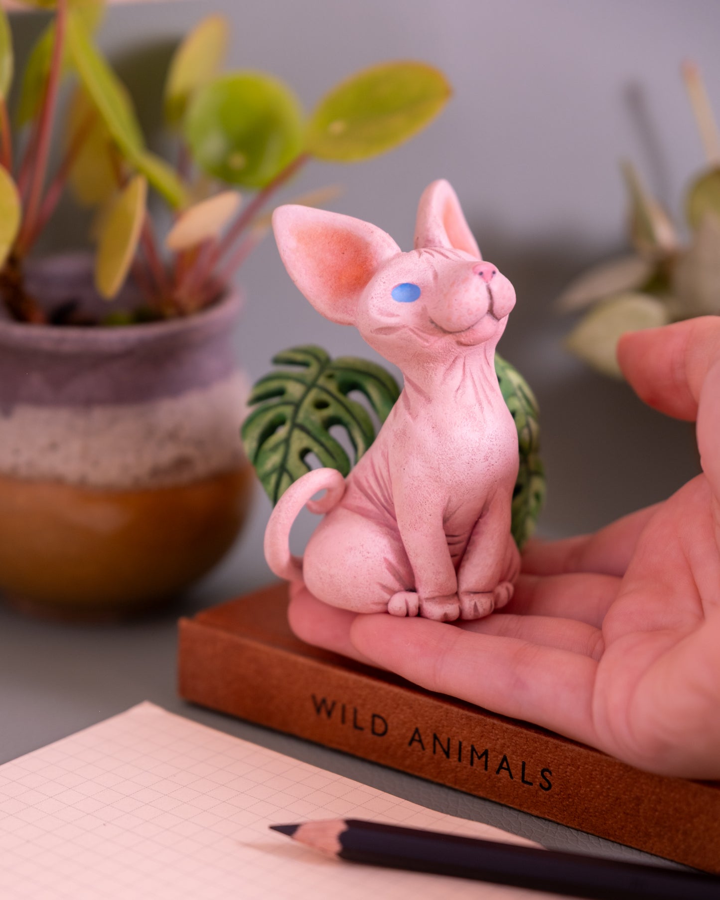 Sphynx Cat Figurine in Polymer Clay