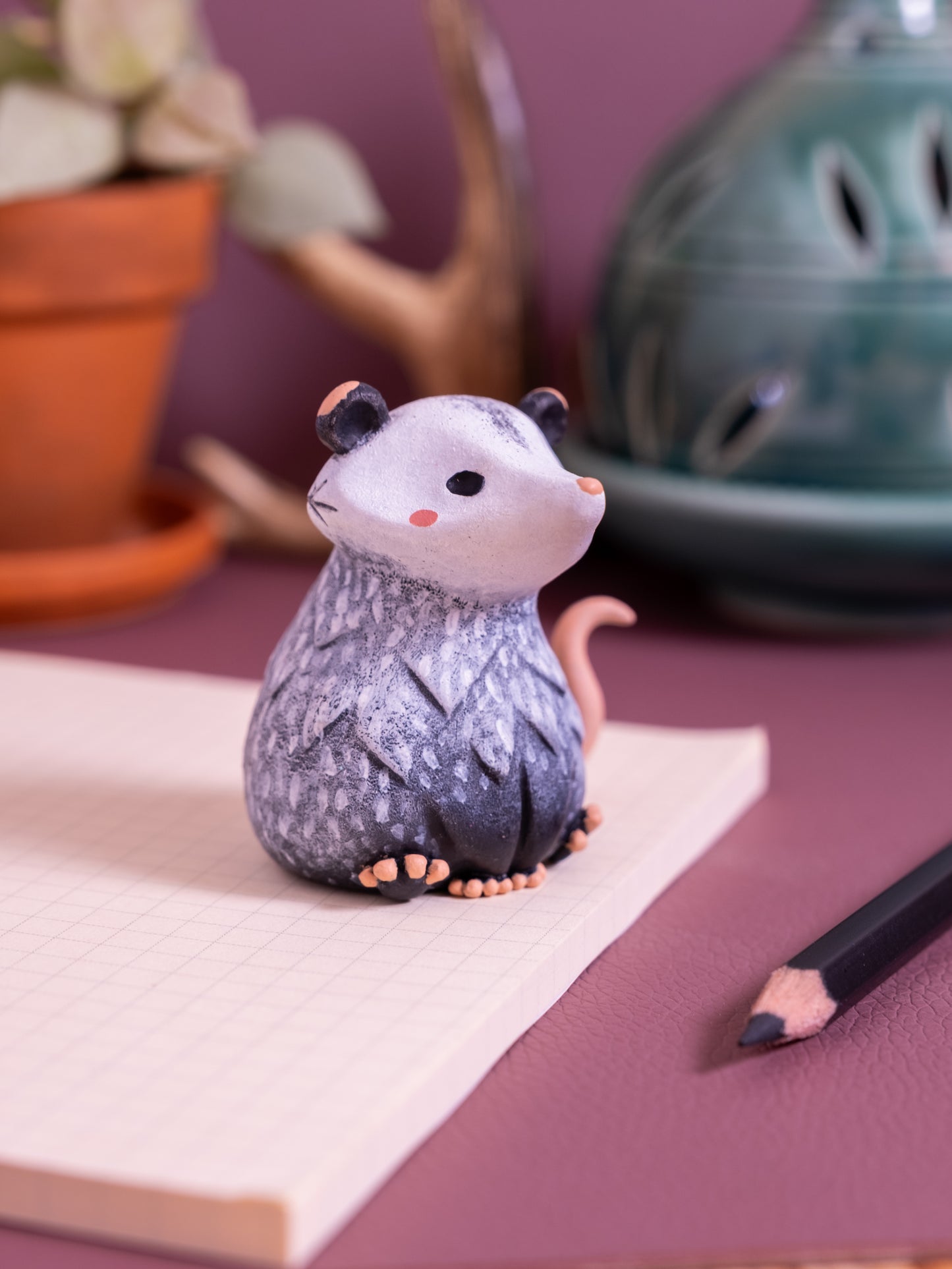 Opossum Figurine in Polymer Clay