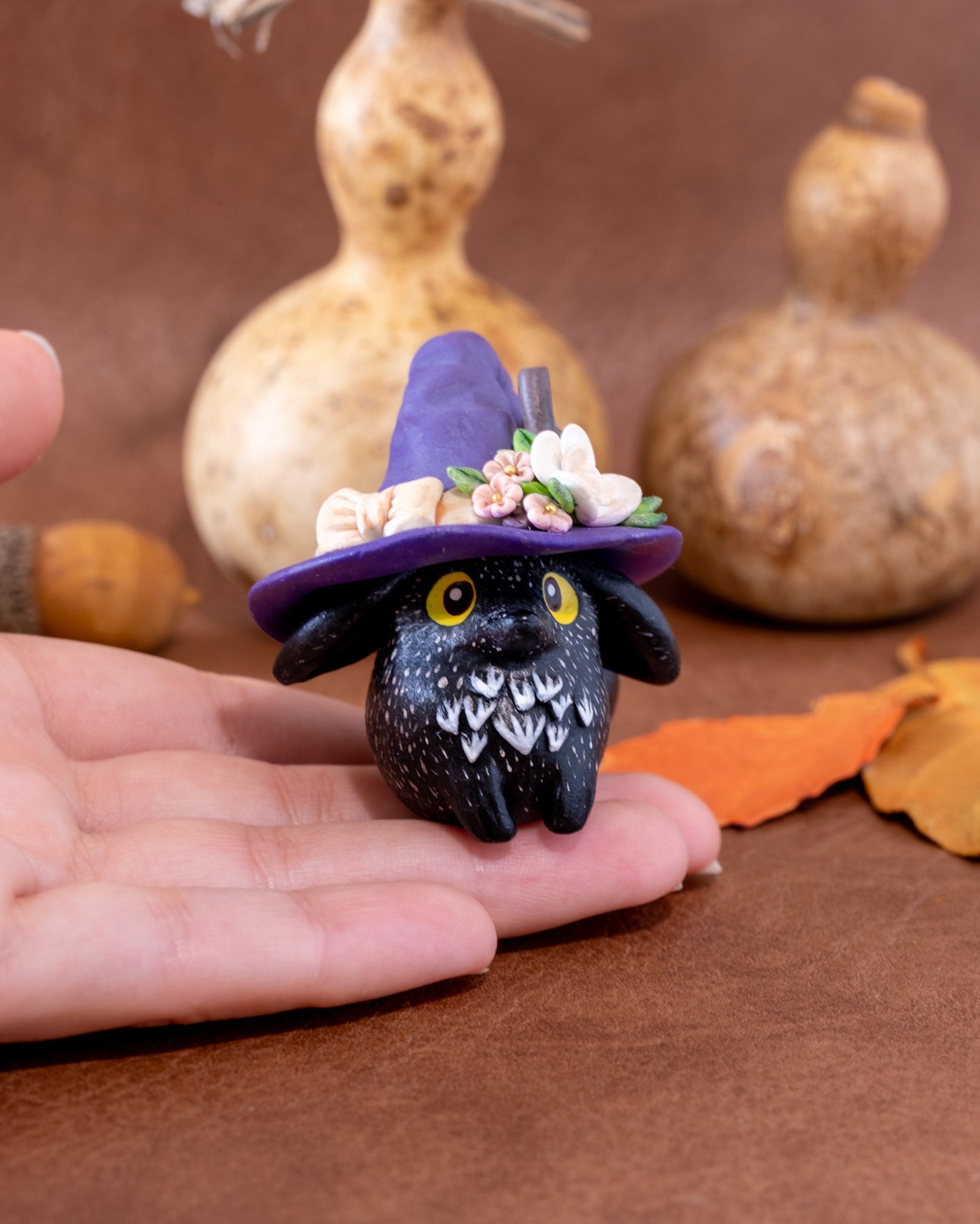 Witch Silver Fox Figurine in Polymer Clay