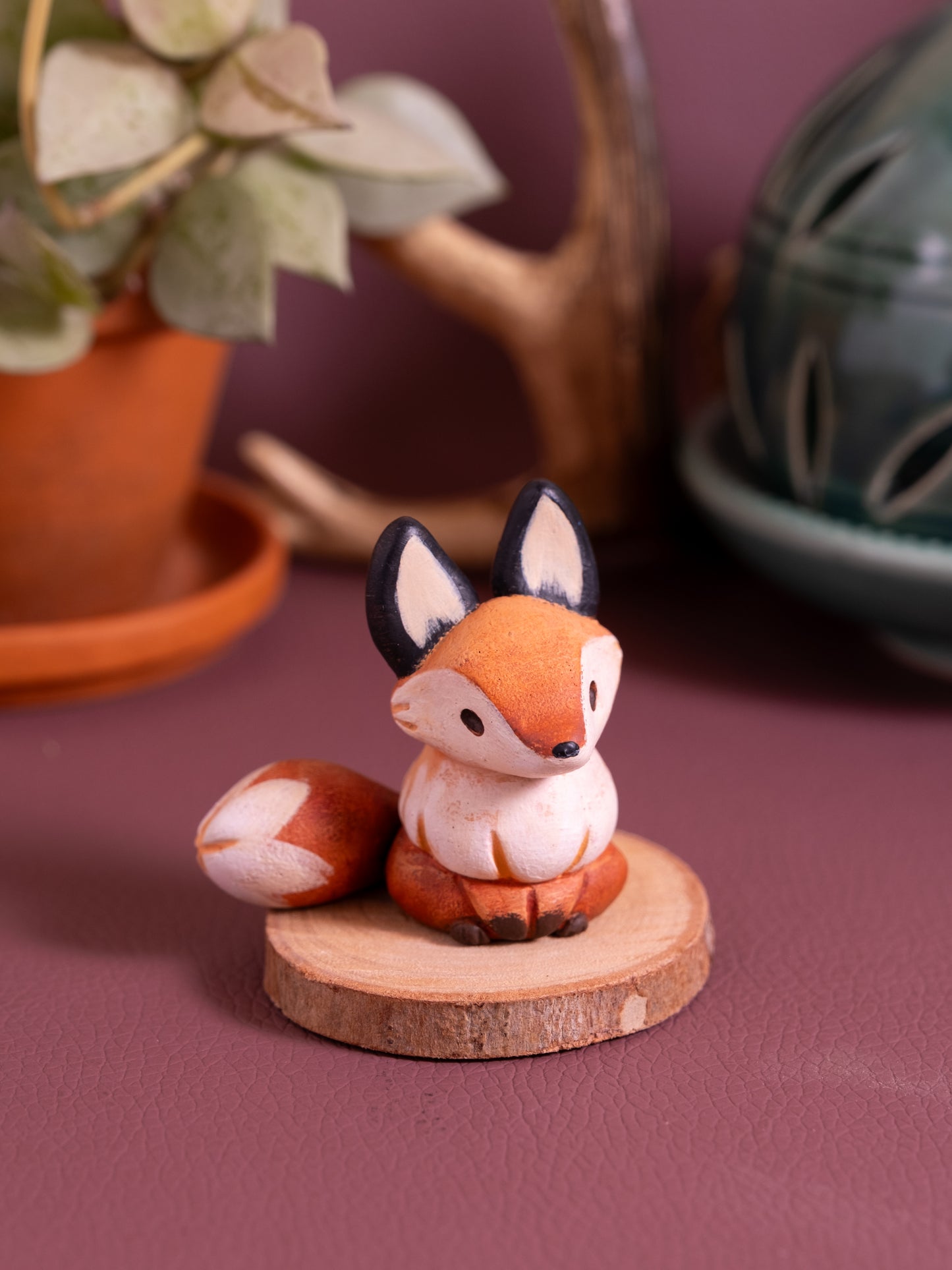 Orange Fox Figurine in Polymer Clay