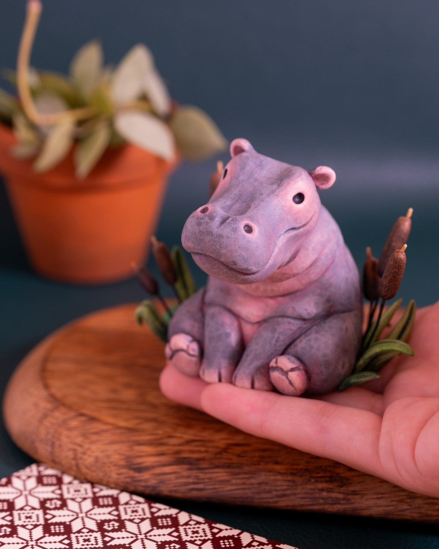 Hippopotamus Figurine in Polymer Clay
