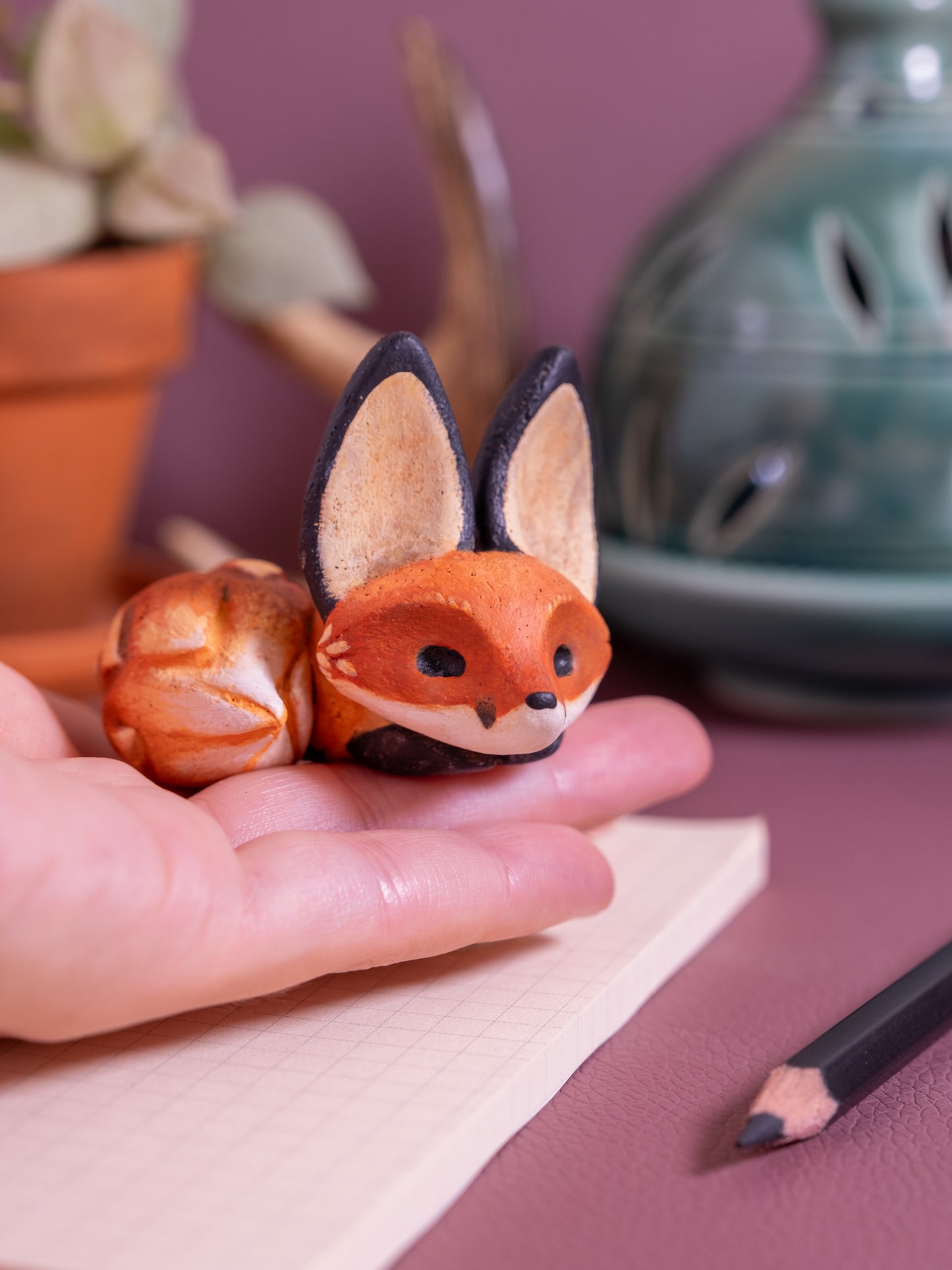Red Fox Figurine in Polymer Clay