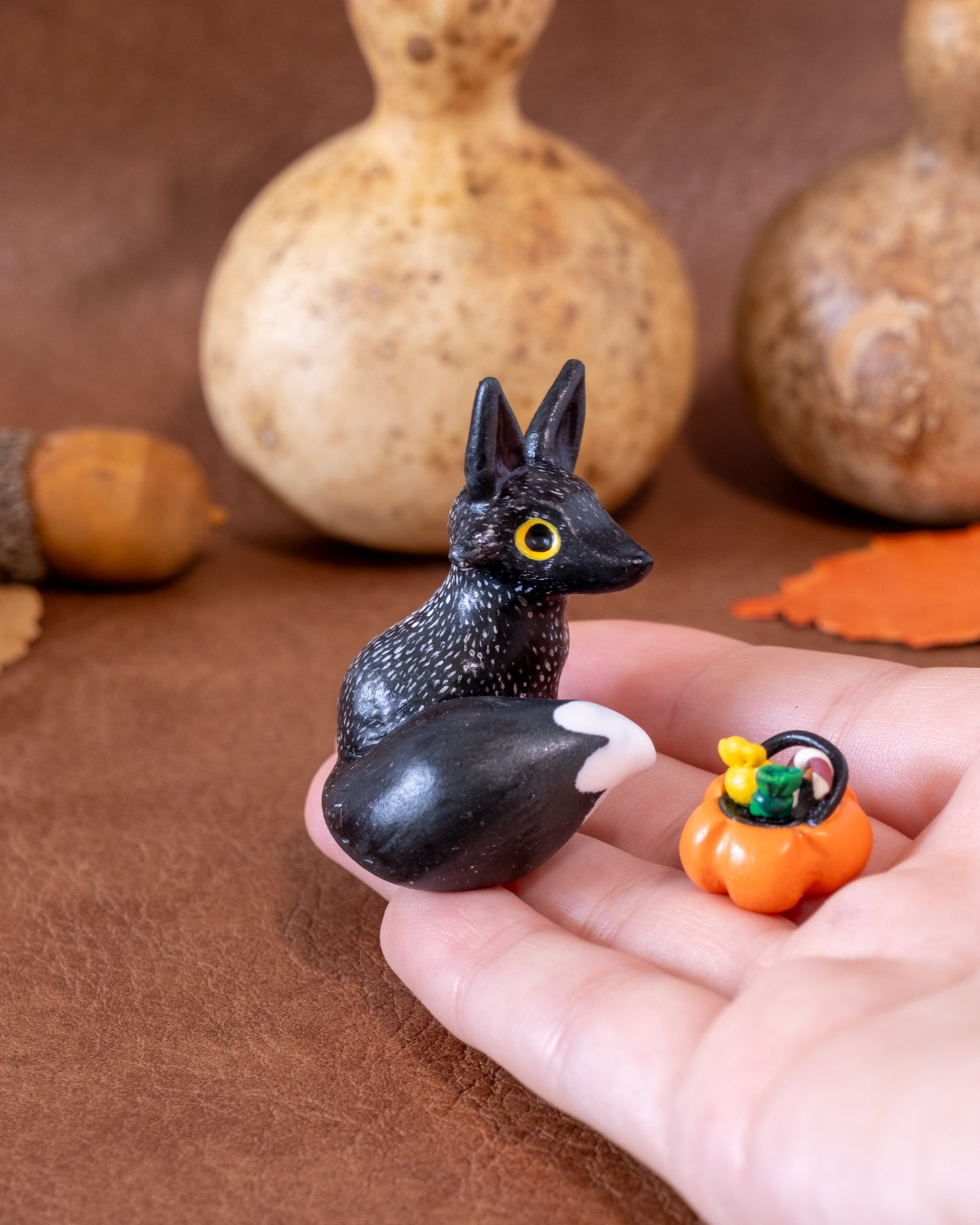 Ghost Fox Figurine in Polymer Clay