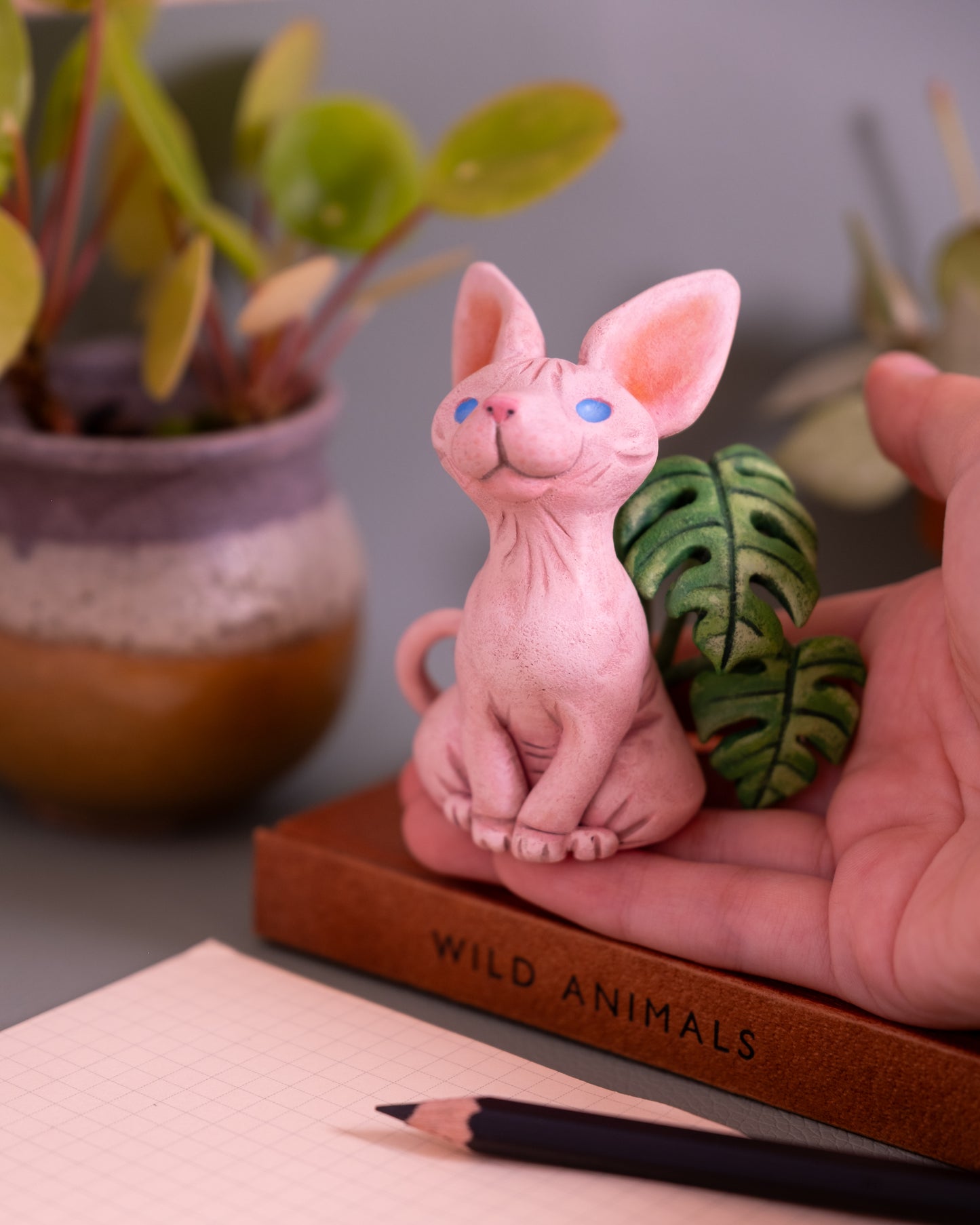 Sphynx Cat Figurine in Polymer Clay