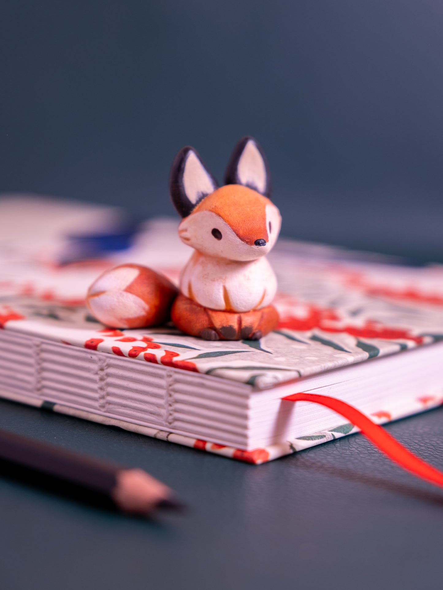 Orange Fox Figurine in Polymer Clay