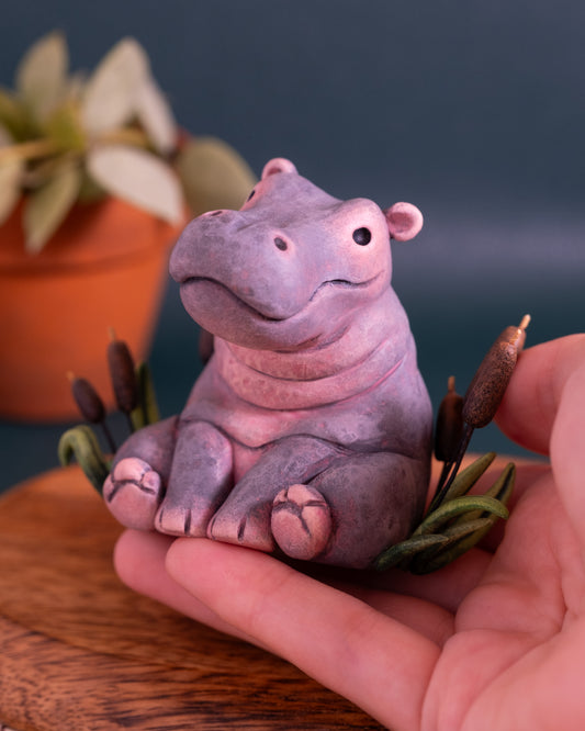 Hippopotamus Figurine in Polymer Clay