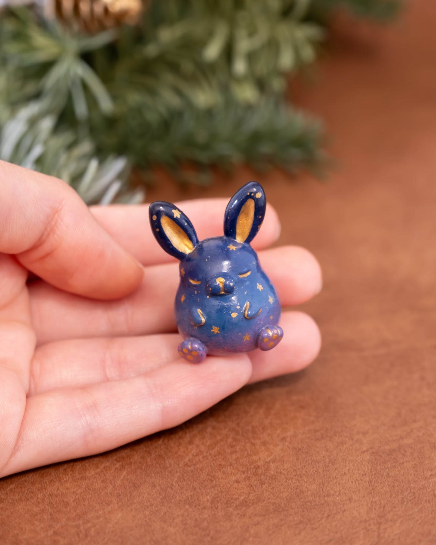 Galaxy Bunny Figurine in Polymer Clay
