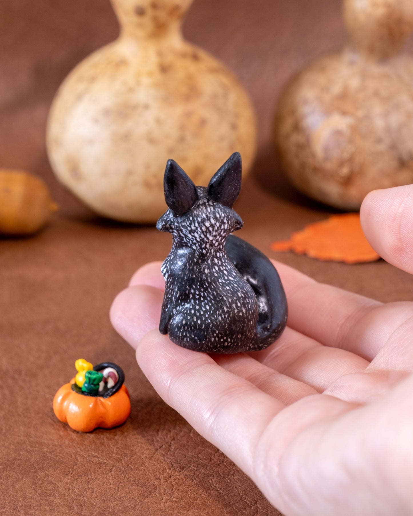 Ghost Fox Figurine in Polymer Clay
