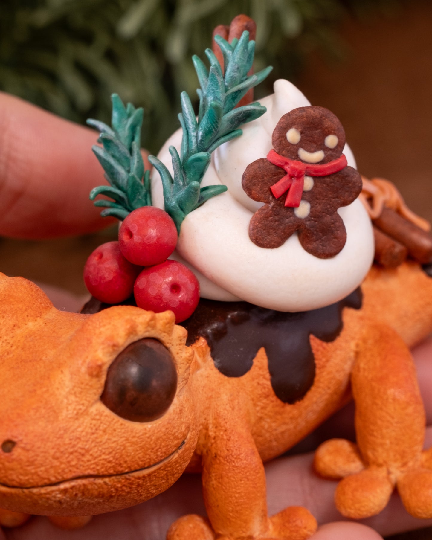 Gingerbread Gecko Figurine in Polymer