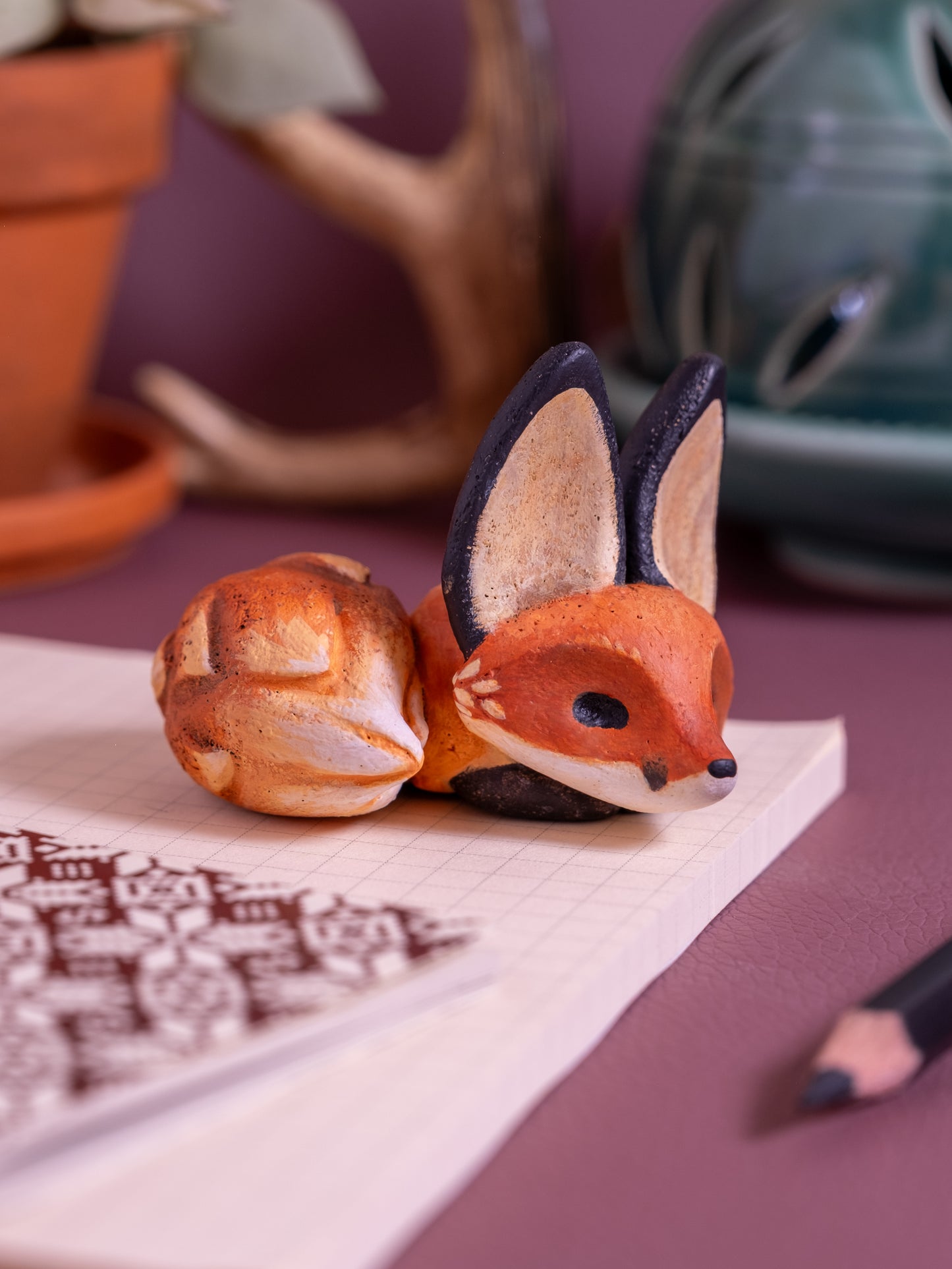 Red Fox Figurine in Polymer Clay