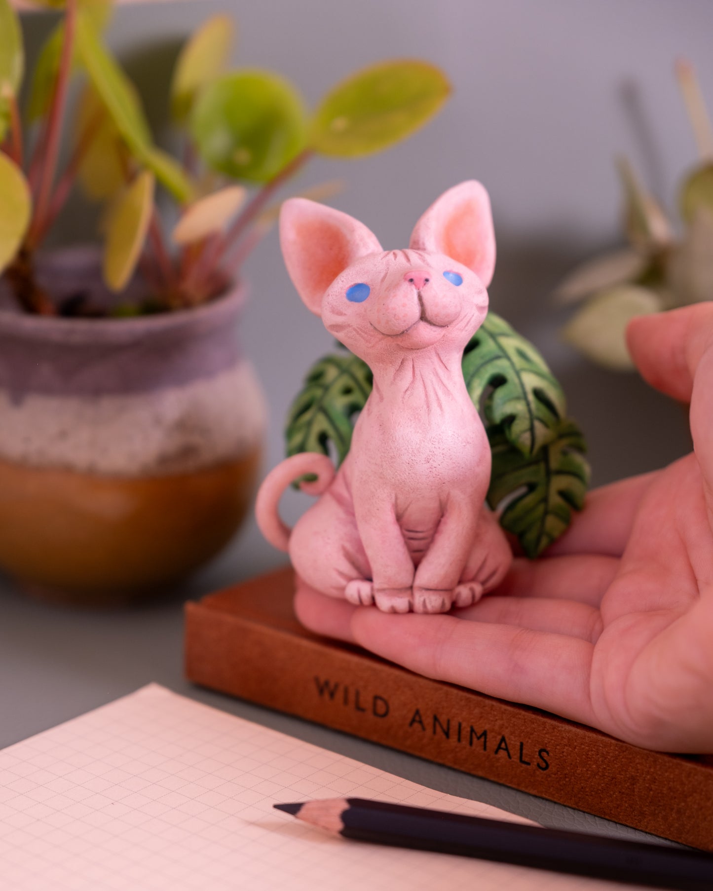 Sphynx Cat Figurine in Polymer Clay