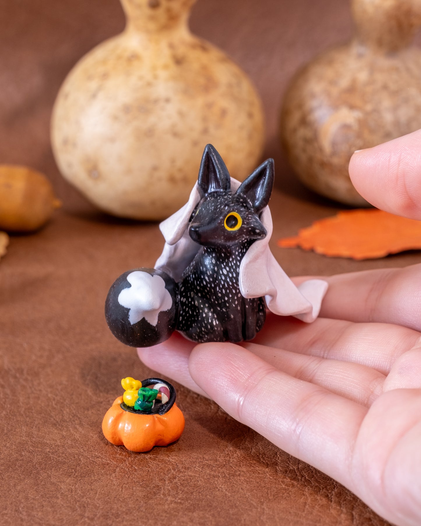 Ghost Fox Figurine in Polymer Clay