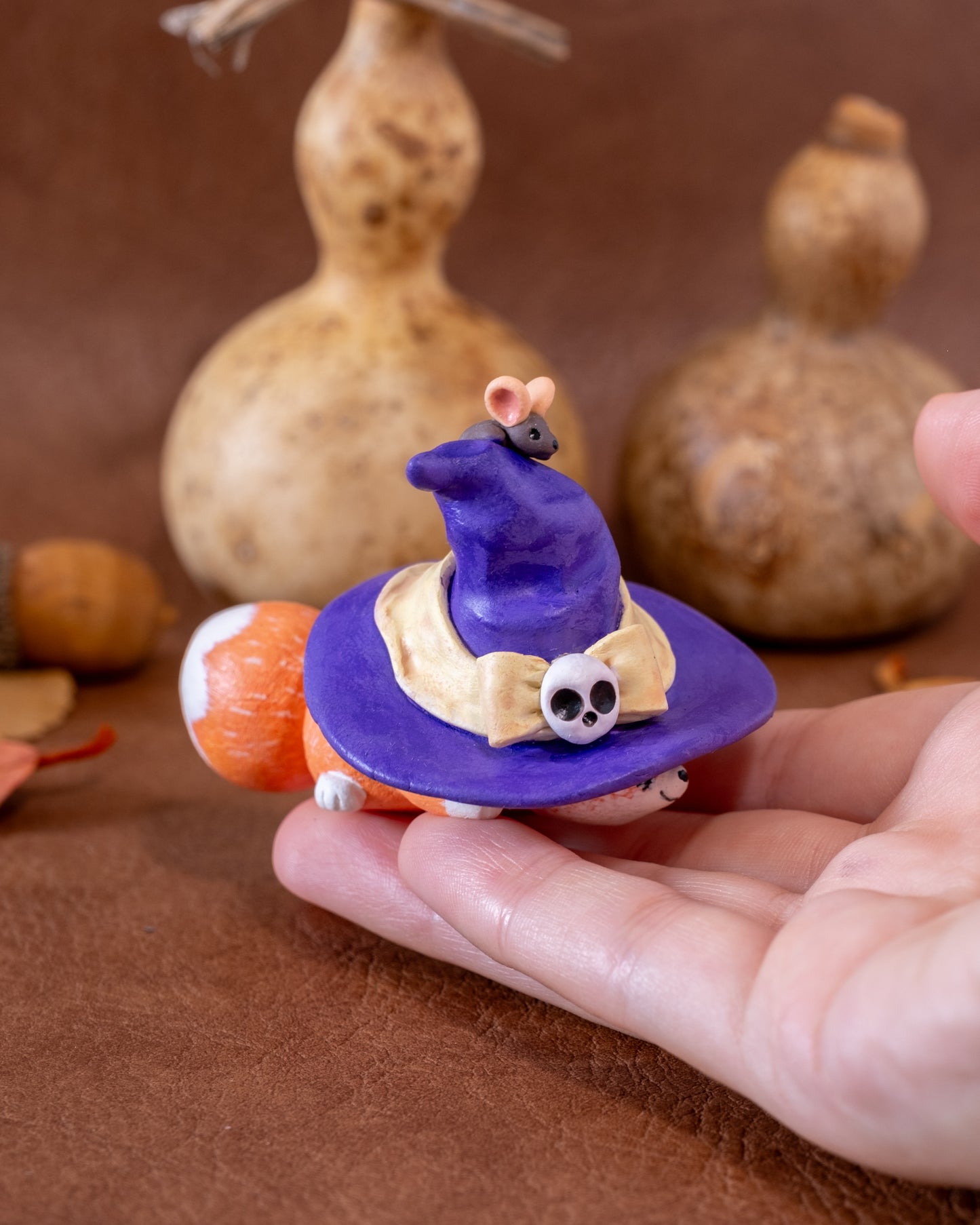 Witch Fox Figurine in Polymer Clay