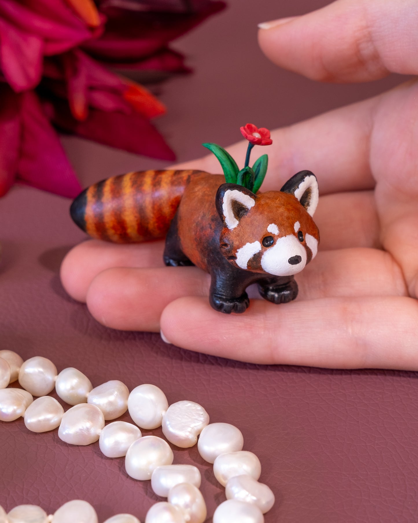 Red Panda Figurine in Polymer Clay