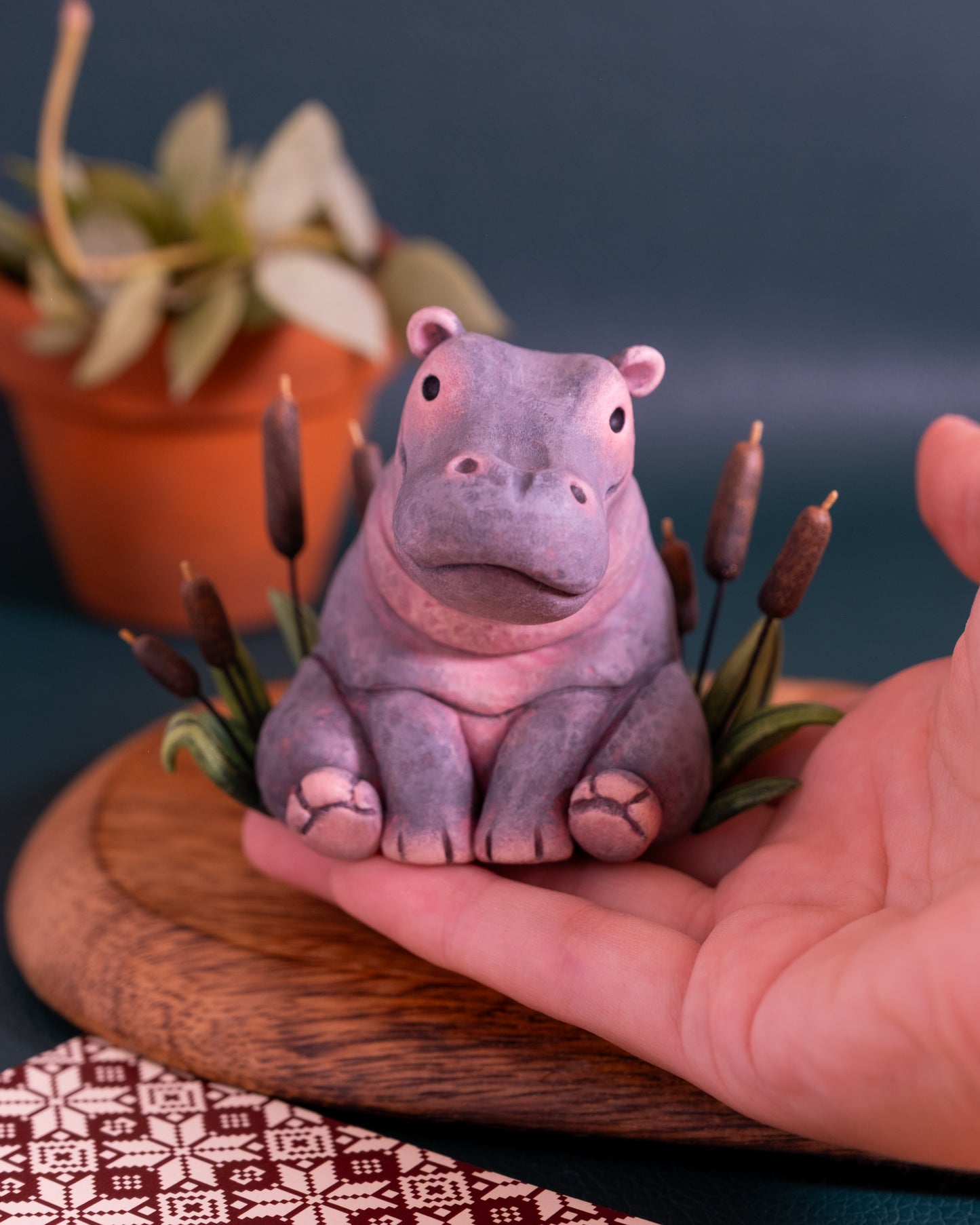Hippopotamus Figurine in Polymer Clay