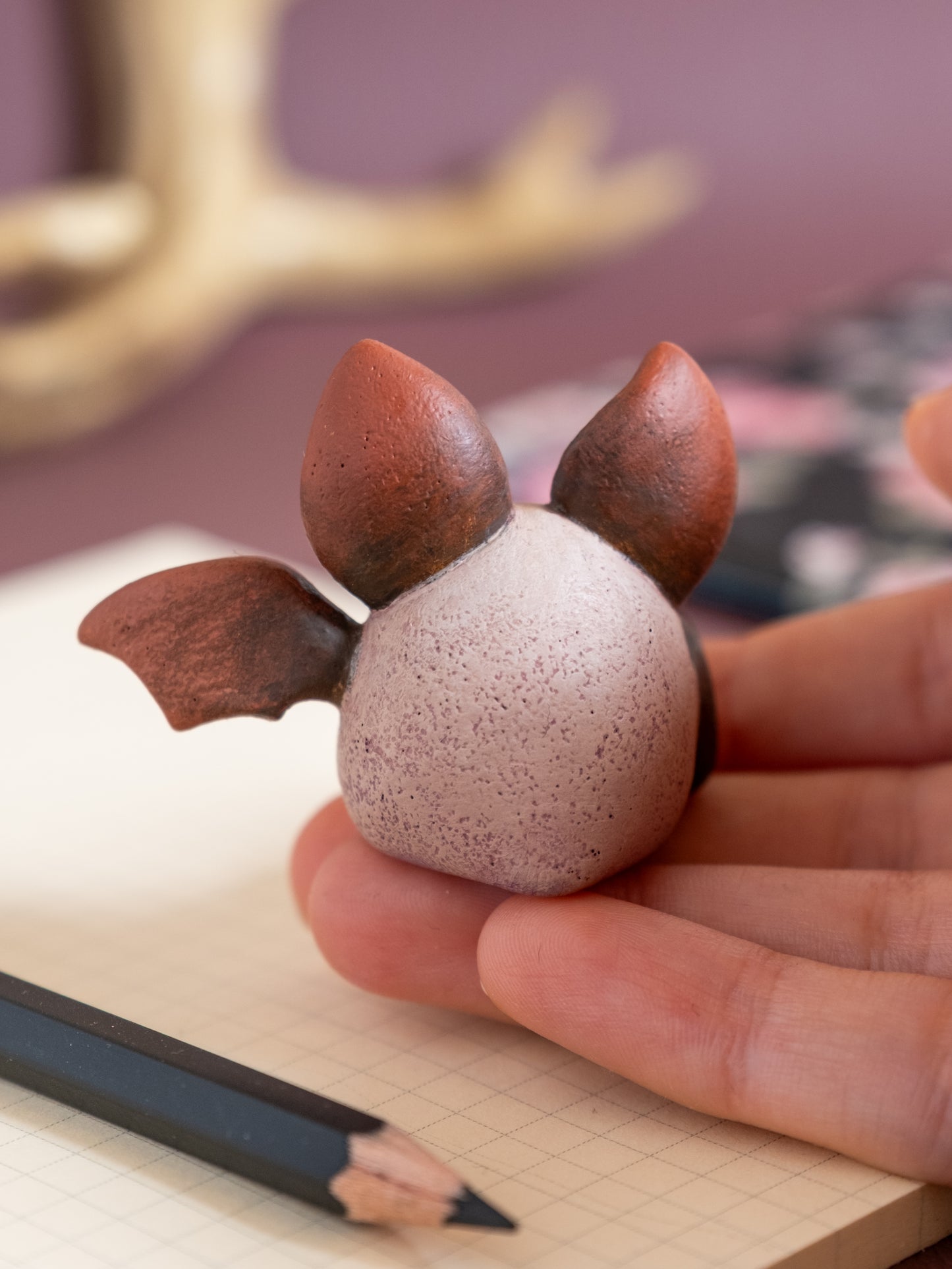 Bat Figurine in Polymer Clay