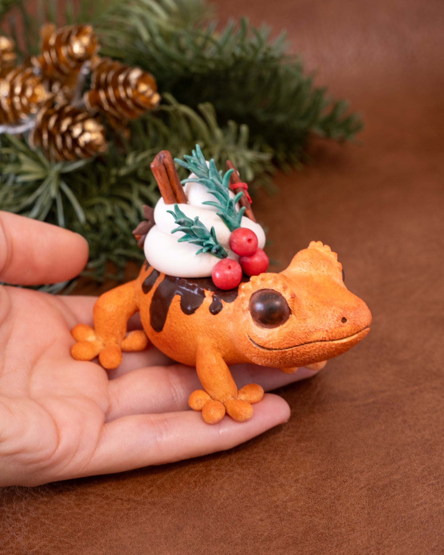 Gingerbread Gecko Figurine in Polymer