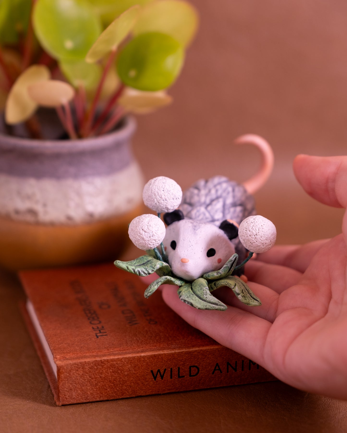 Opossum Figurine in Polymer Clay