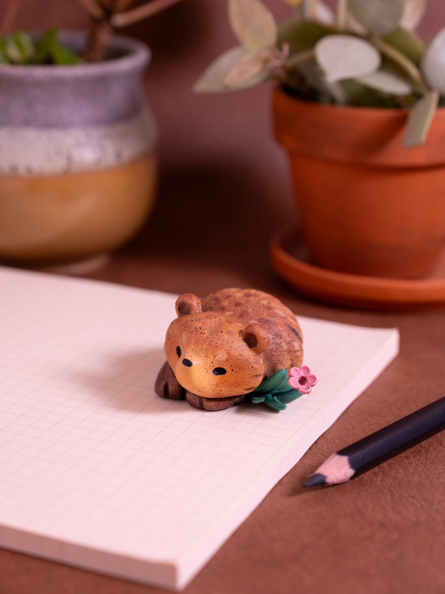 Brown Bear Figurine in Polymer Clay