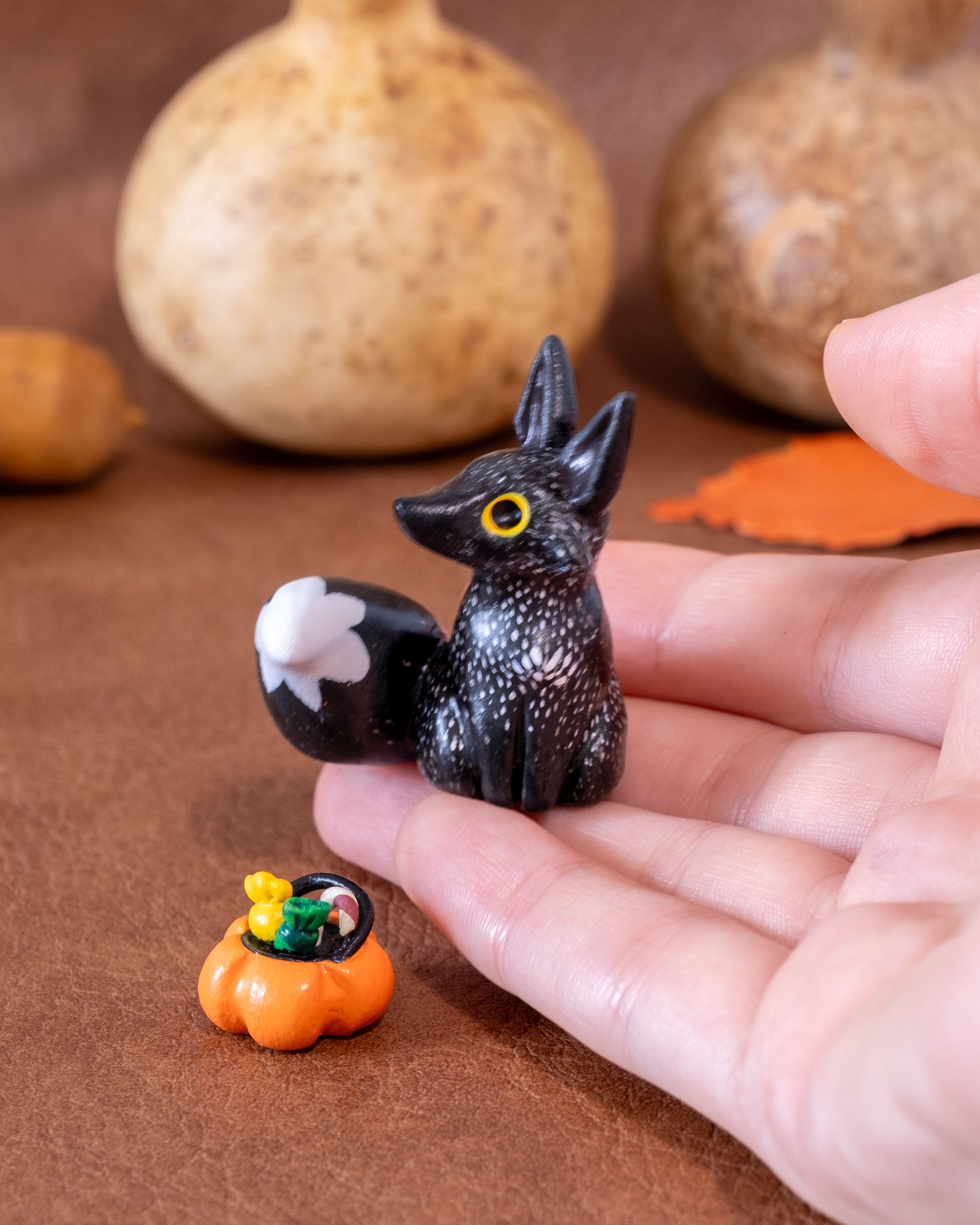 Ghost Fox Figurine in Polymer Clay