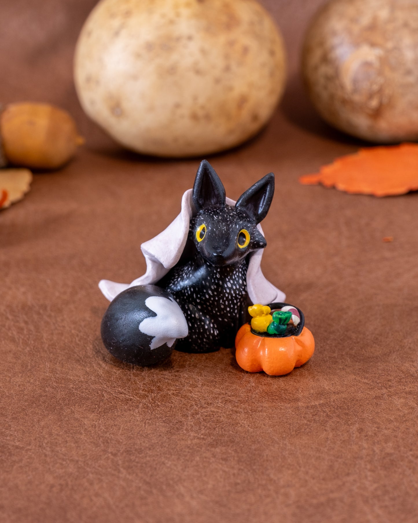 Ghost Fox Figurine in Polymer Clay