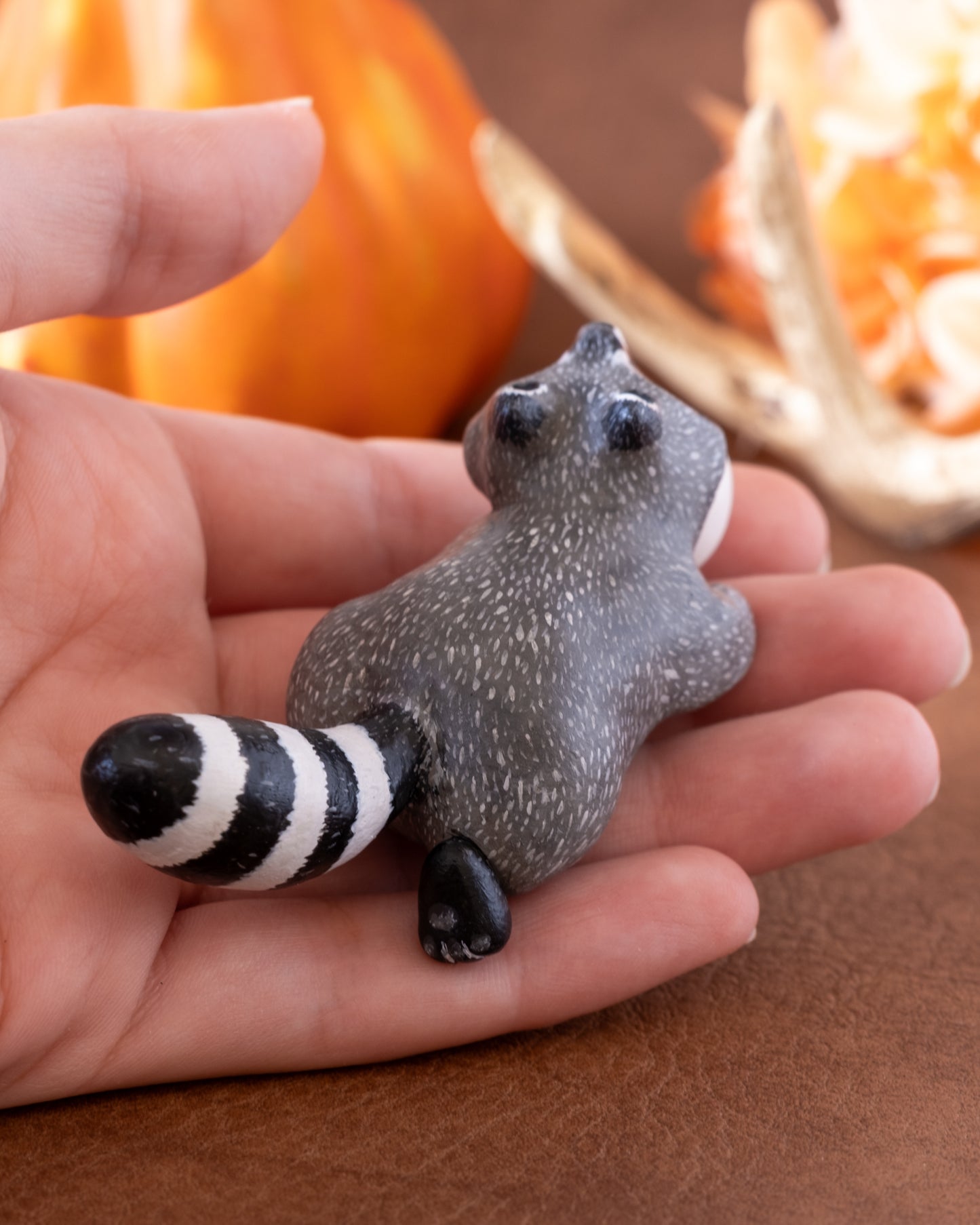 Skull Raccoon Figurine in Polymer Clay