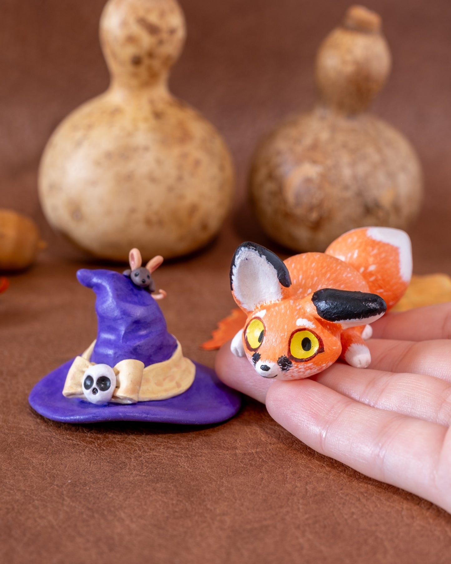Witch Fox Figurine in Polymer Clay
