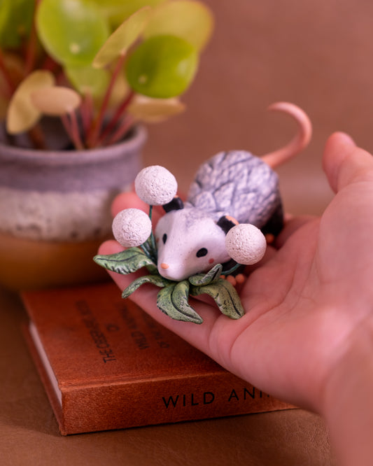 Opossum Figurine in Polymer Clay