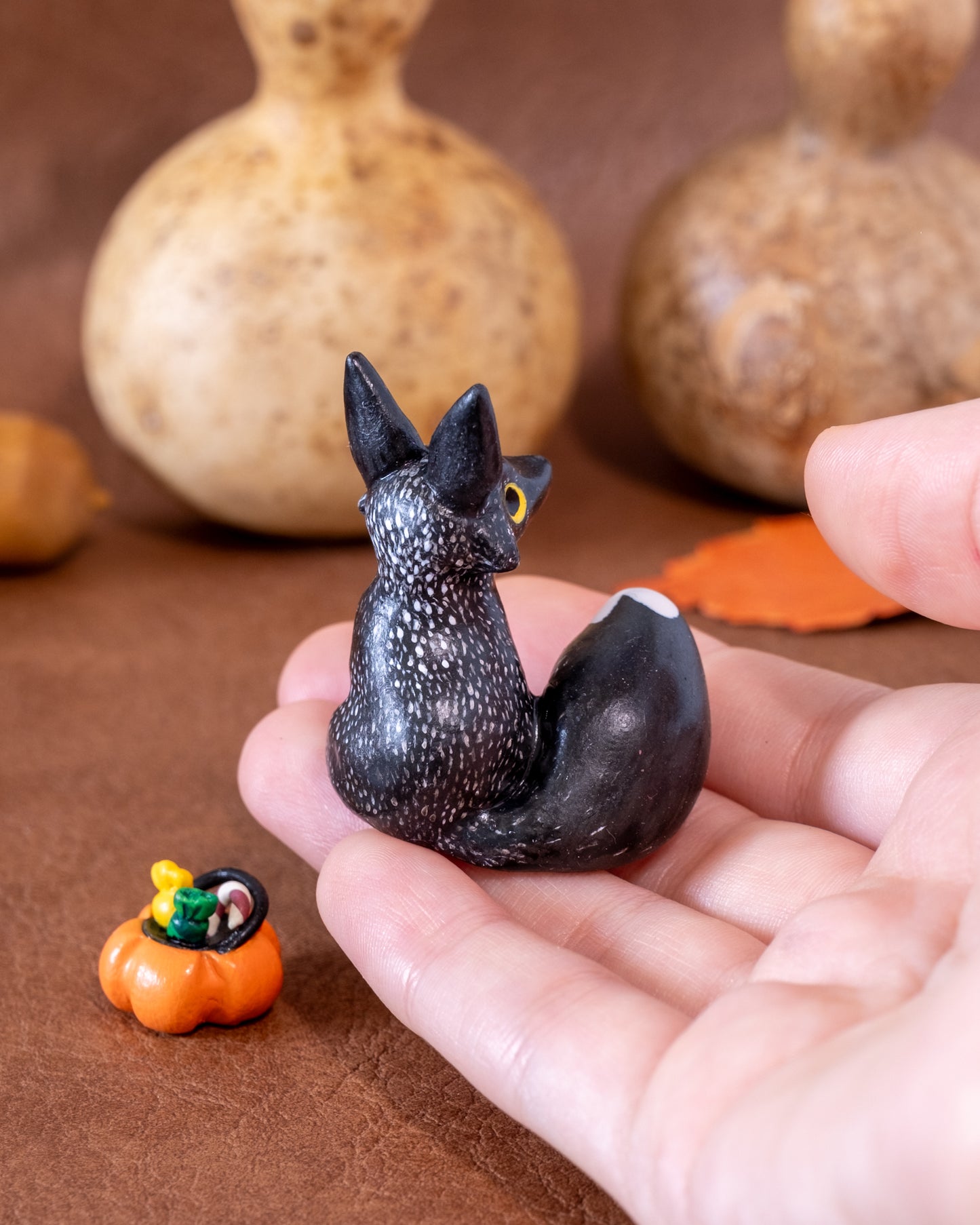 Ghost Fox Figurine in Polymer Clay