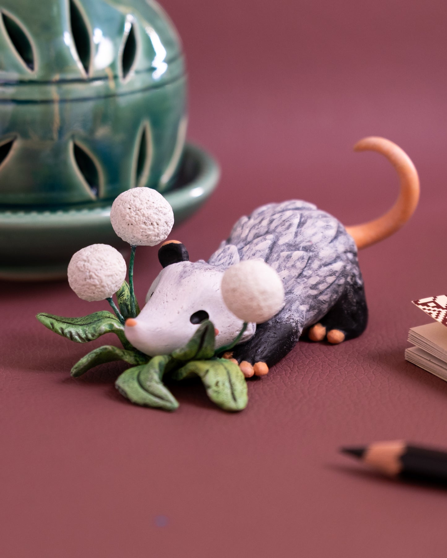 Opossum Figurine in Polymer Clay