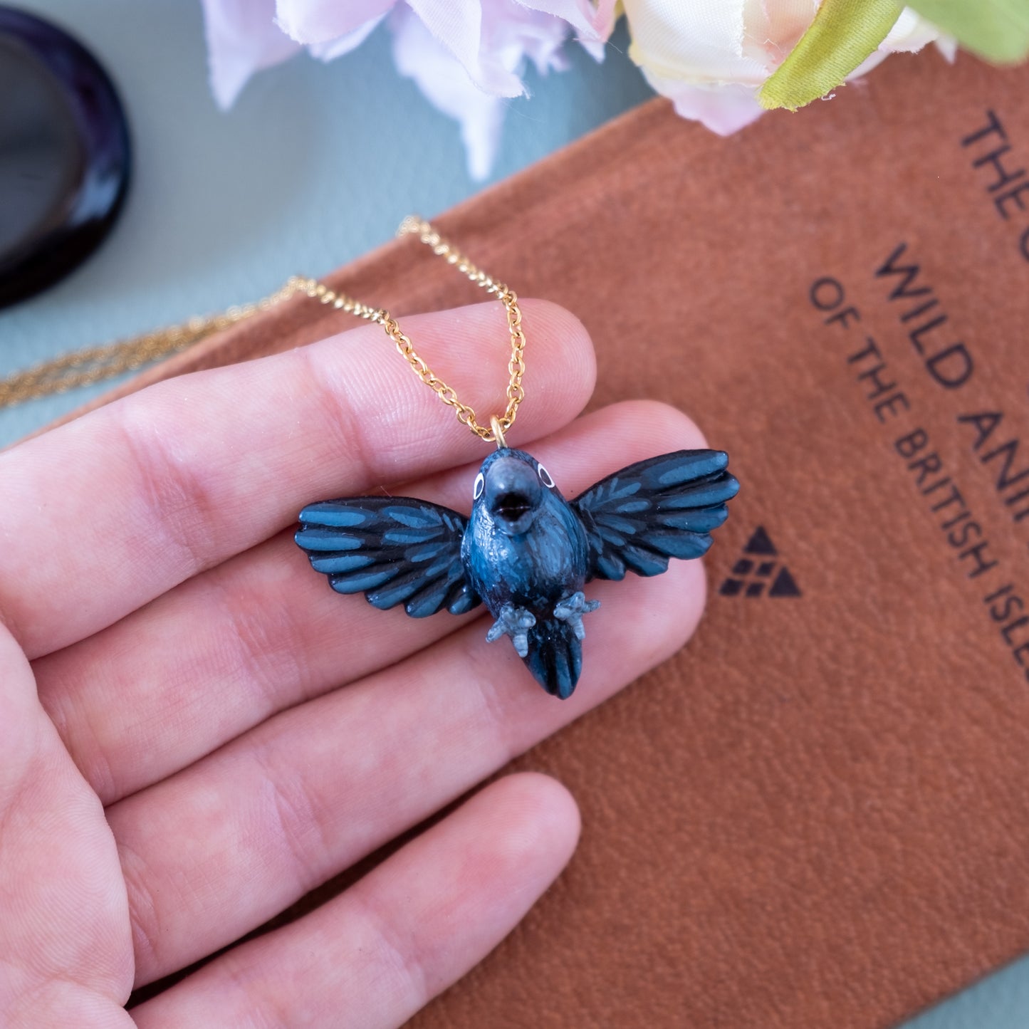 Crow Necklace in Polymer Clay