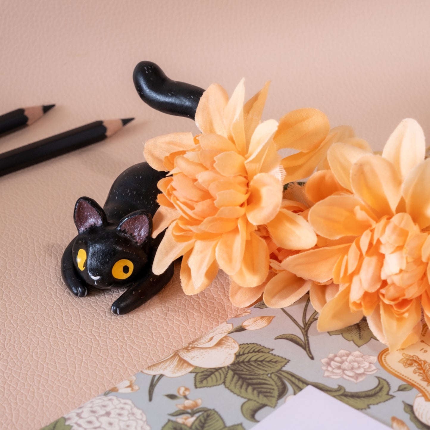 Black Cat Figurine in Polymer Clay