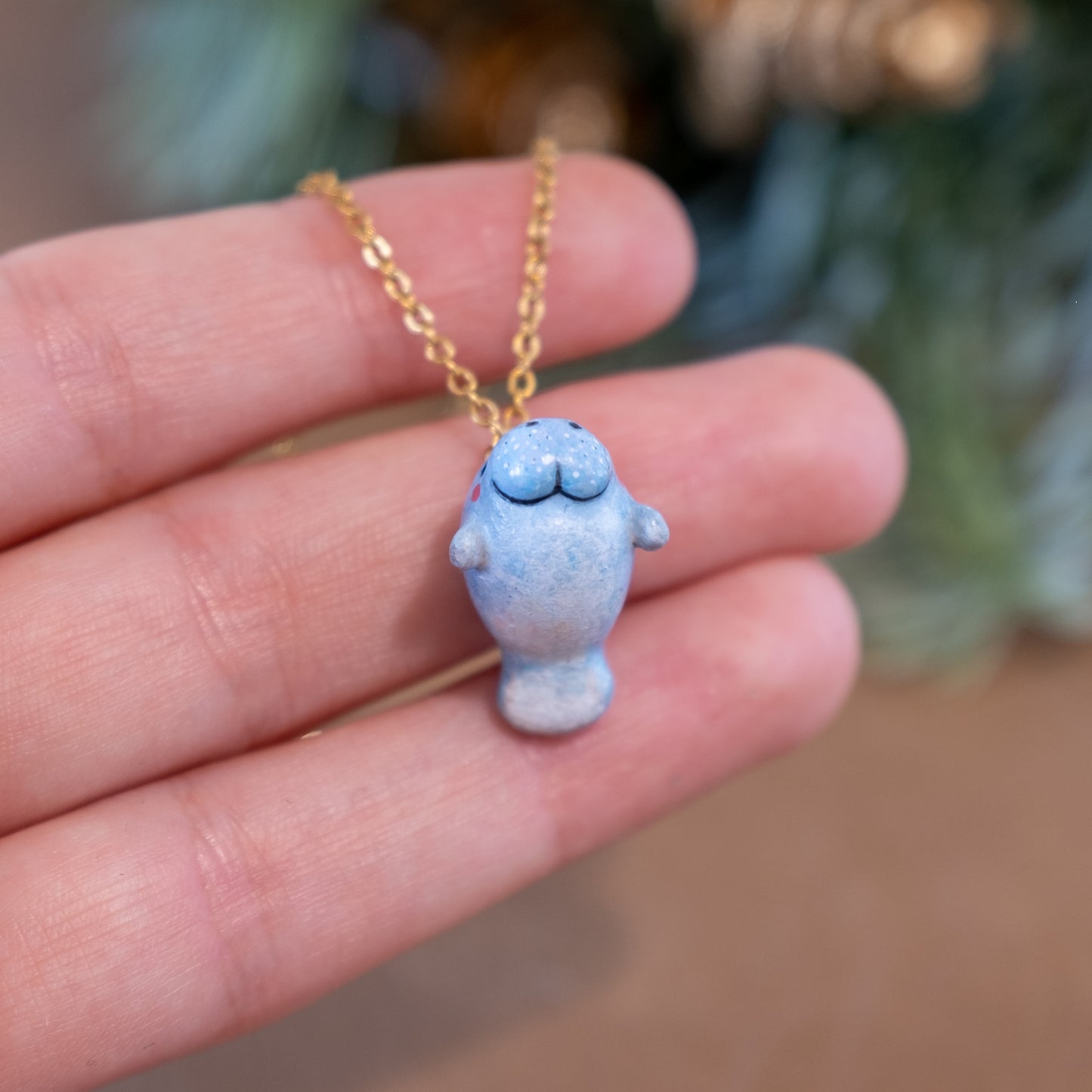 Tiny Lamantin Necklace in Polymer Clay