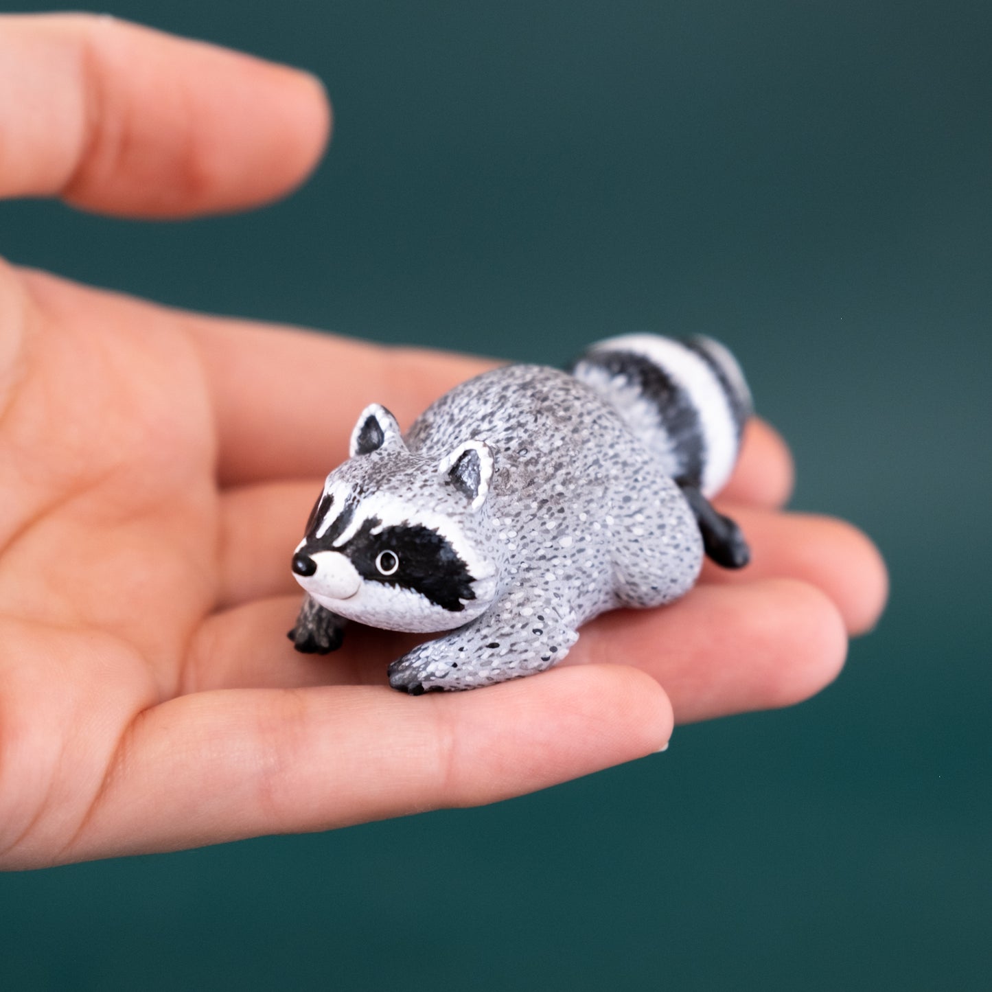 Raccoon Figurine in Polymer Clay