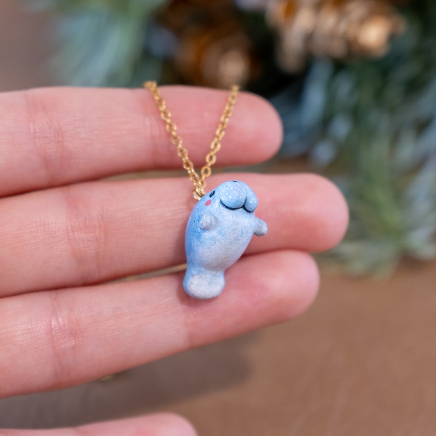 Tiny Lamantin Necklace in Polymer Clay