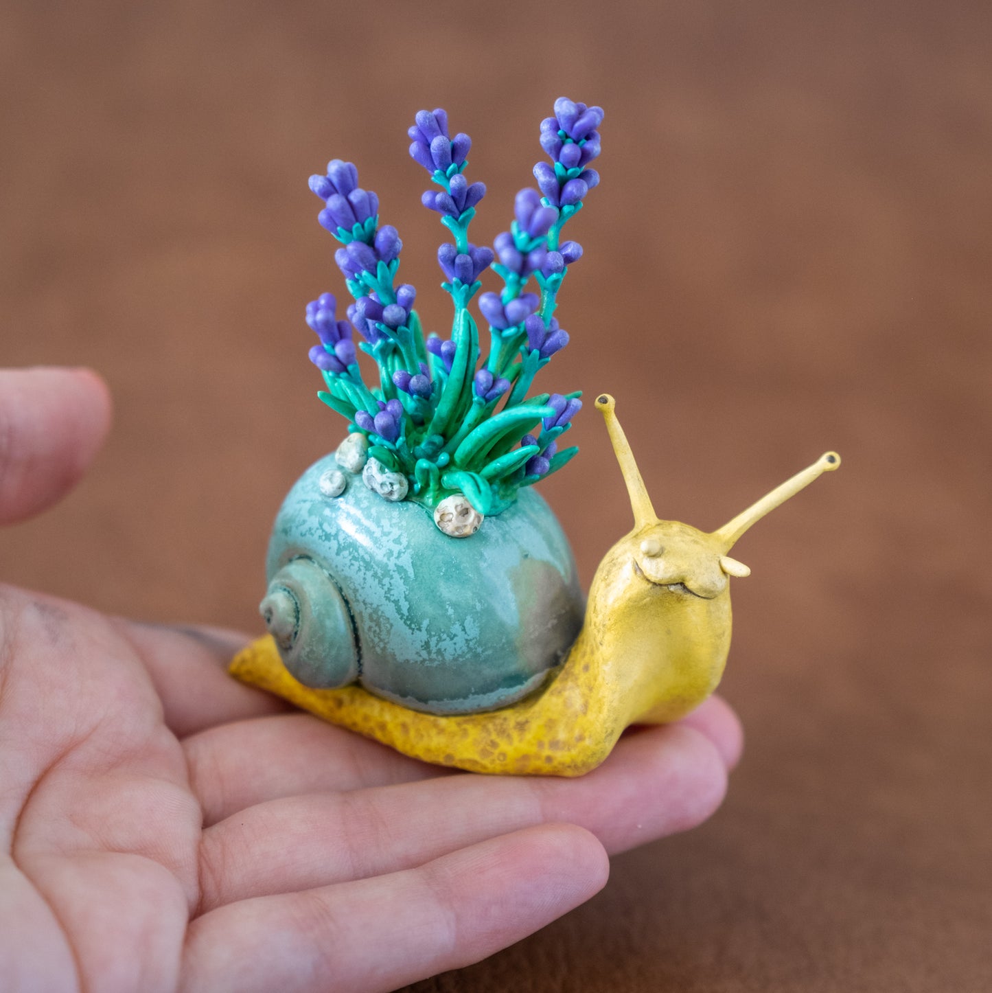 Snail Figurine in Polymer Clay and Ceramic