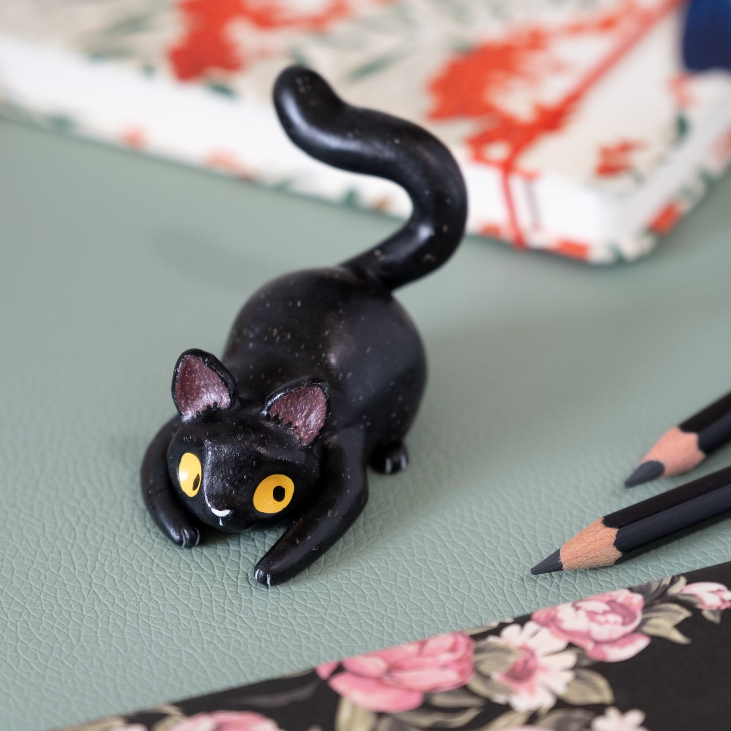 Black Cat Figurine in Polymer Clay