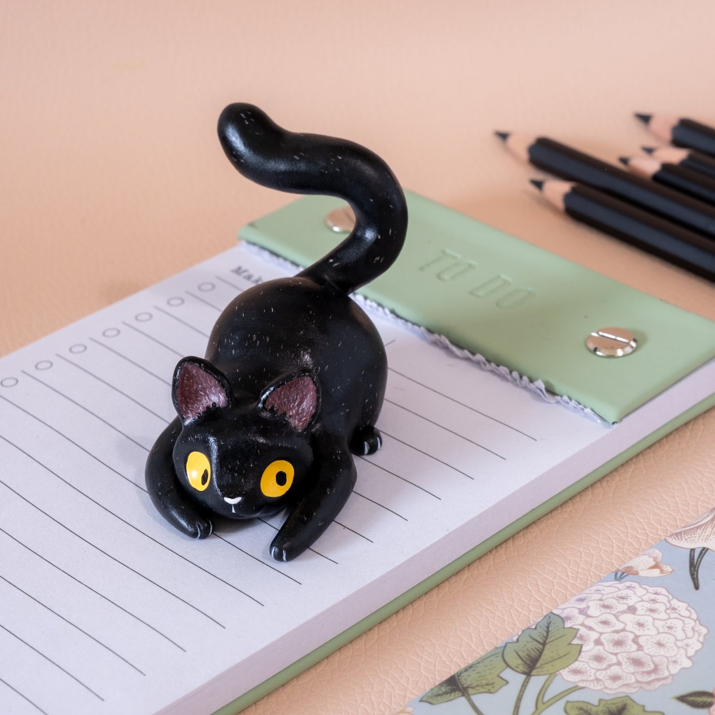Black Cat Figurine in Polymer Clay